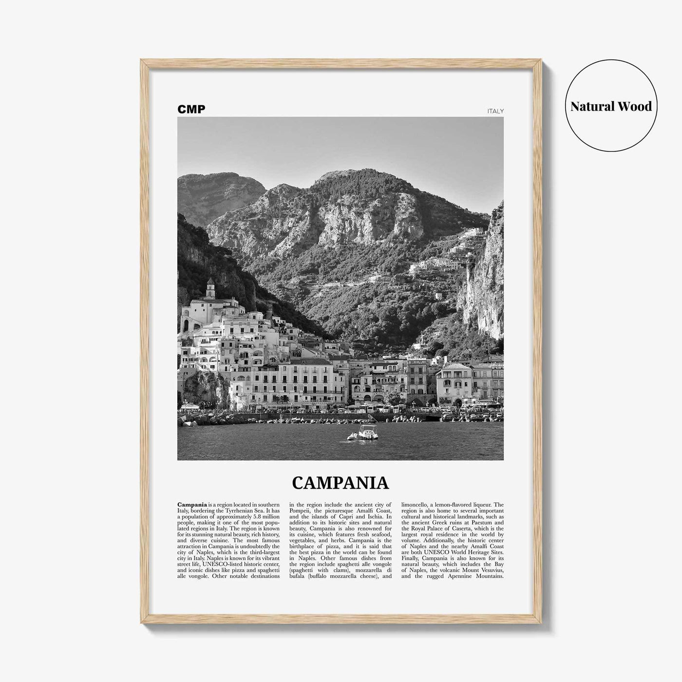Campania Print Black and White, Campania Wall Art, Campania Poster, Campania Photo, Campania Wall Décor, Campania Map, Italy