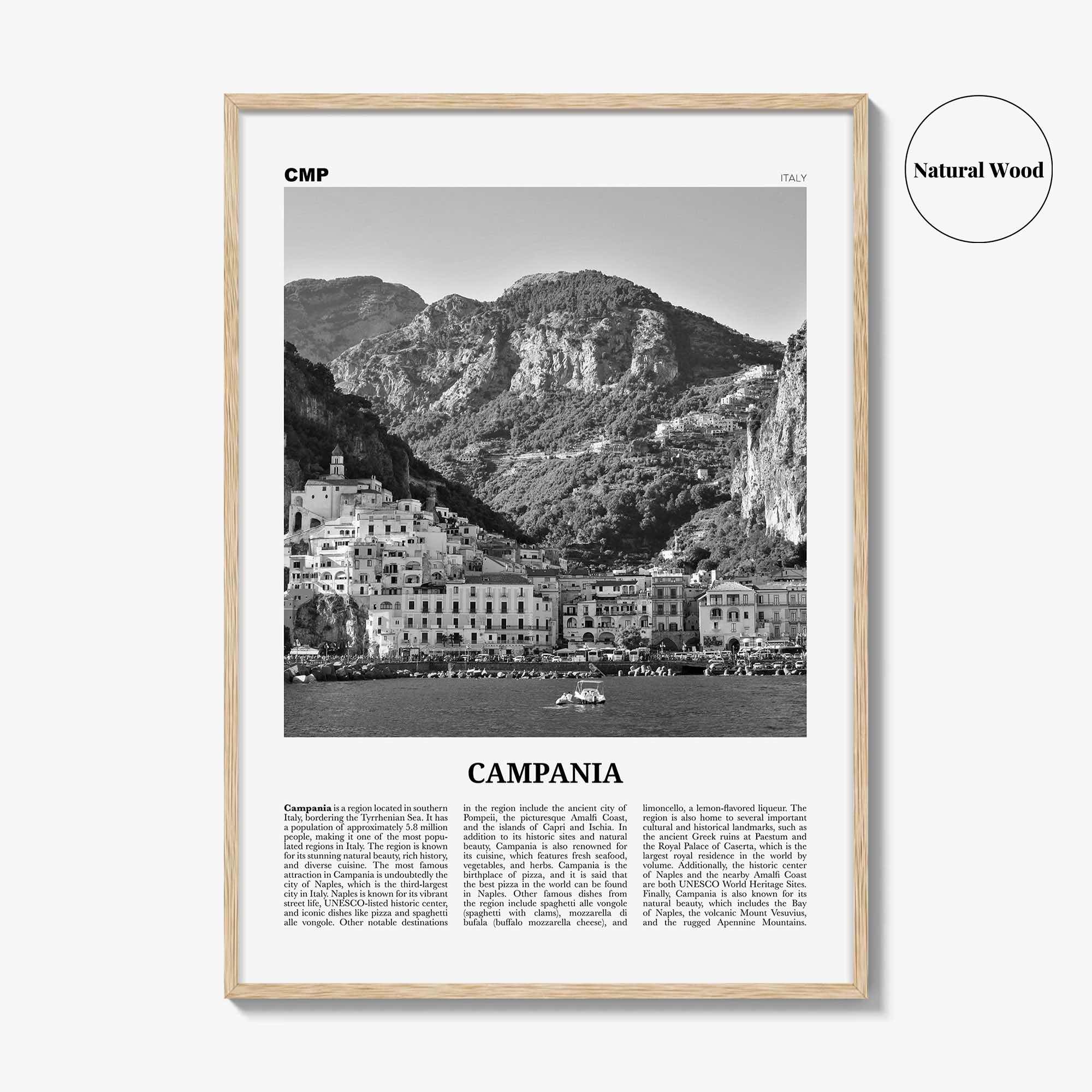 Campania Print Black and White, Campania Wall Art, Campania Poster, Campania Photo, Campania Wall Décor, Campania Map, Italy
