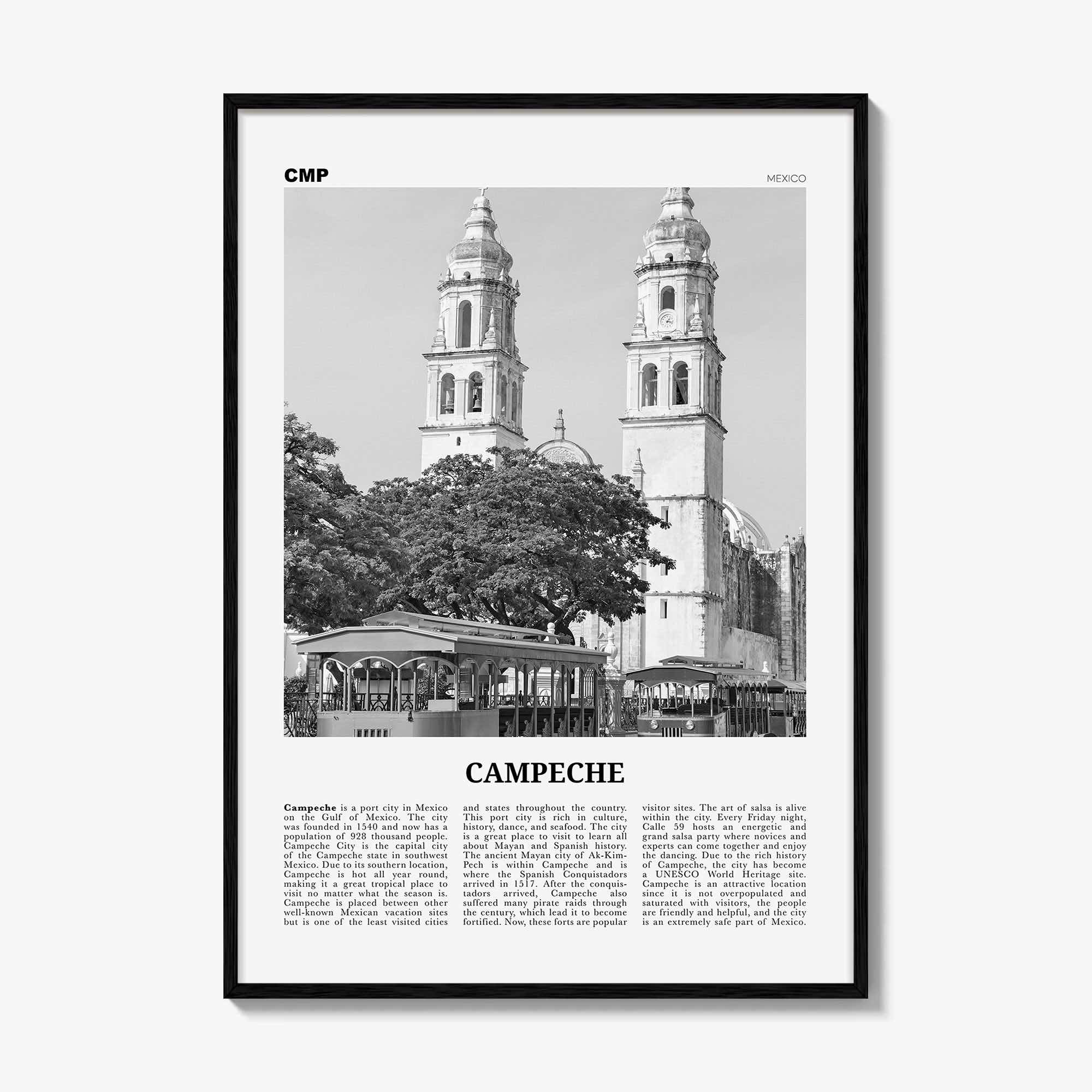 Campeche Print Black and White, Campeche Wall Art, Campeche Poster, Campeche Photo, Campeche Wall Décor, Mexico, San Francisco de Campeche