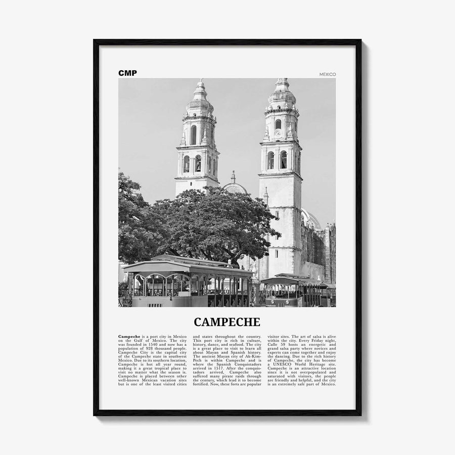 Campeche Print Black and White, Campeche Wall Art, Campeche Poster, Campeche Photo, Campeche Wall Décor, Mexico, San Francisco de Campeche