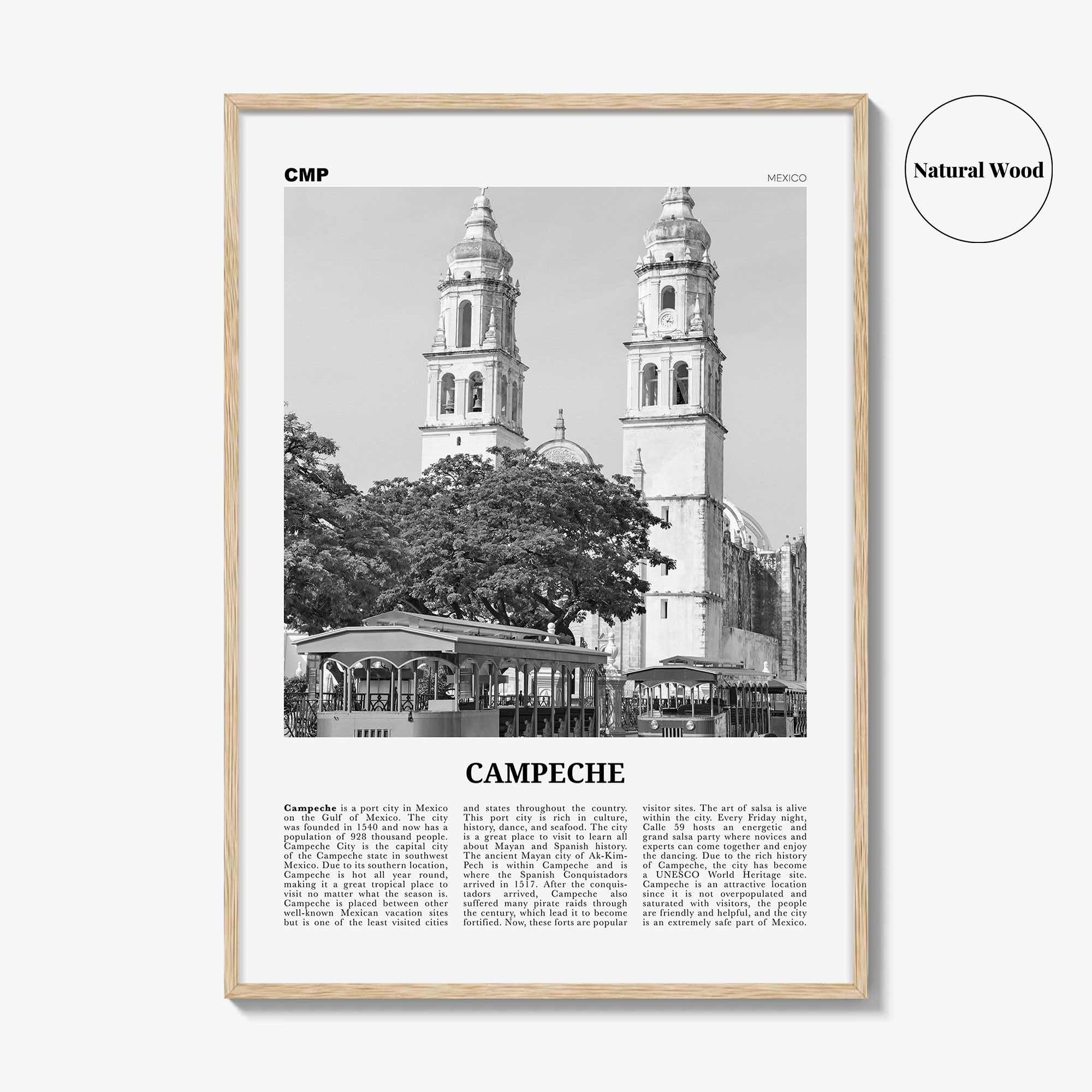 Campeche Print Black and White, Campeche Wall Art, Campeche Poster, Campeche Photo, Campeche Wall Décor, Mexico, San Francisco de Campeche