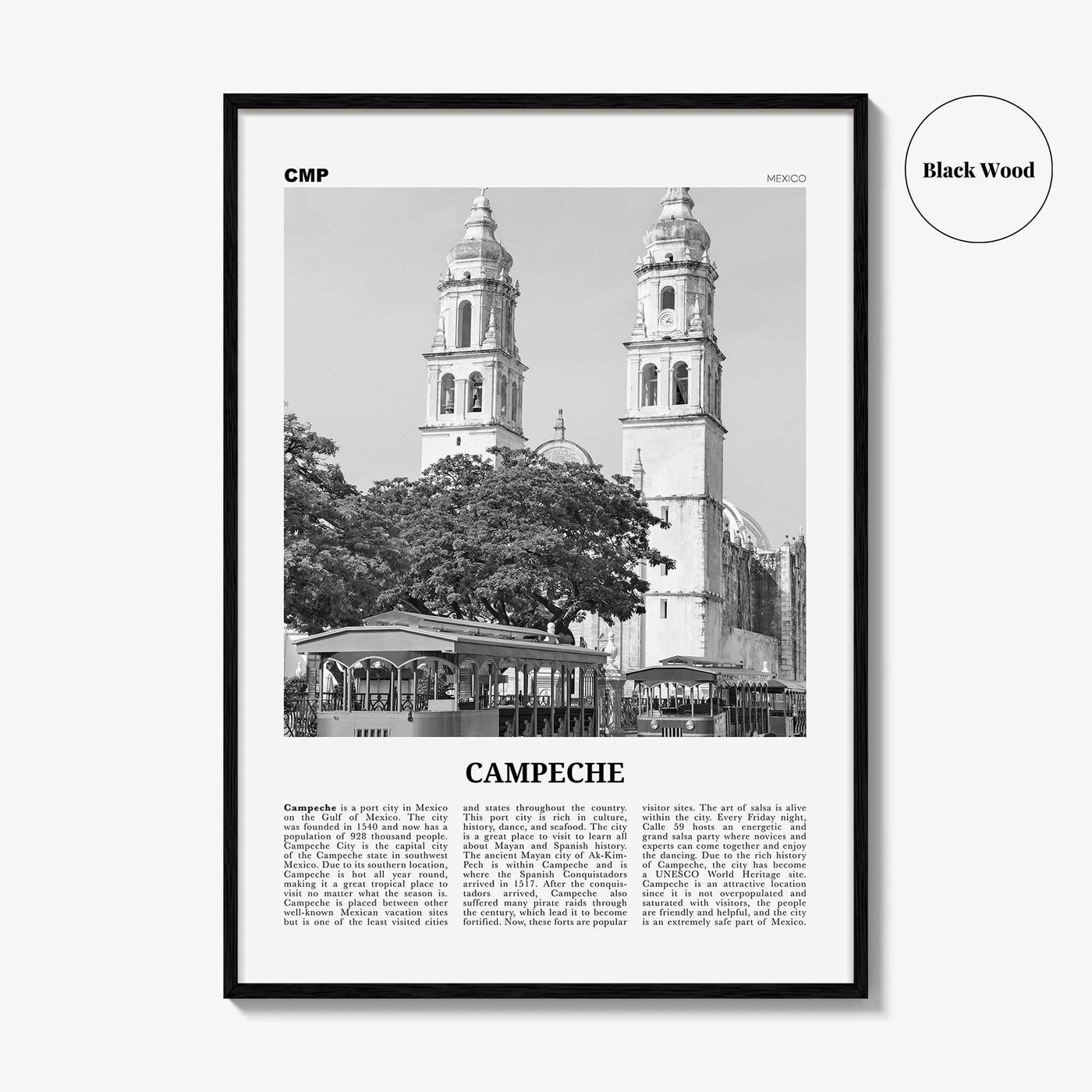 Campeche Print Black and White, Campeche Wall Art, Campeche Poster, Campeche Photo, Campeche Wall Décor, Mexico, San Francisco de Campeche