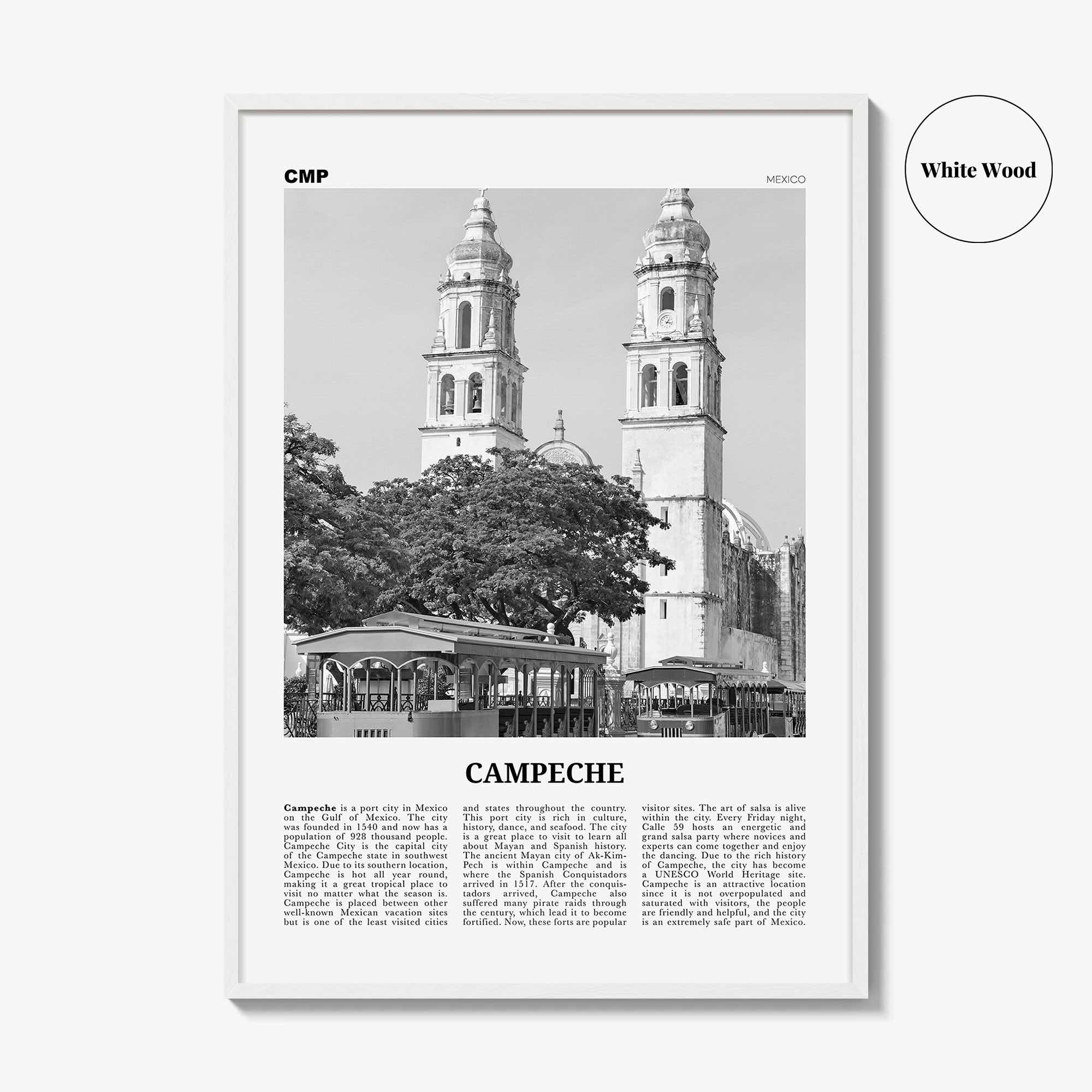 Campeche Print Black and White, Campeche Wall Art, Campeche Poster, Campeche Photo, Campeche Wall Décor, Mexico, San Francisco de Campeche
