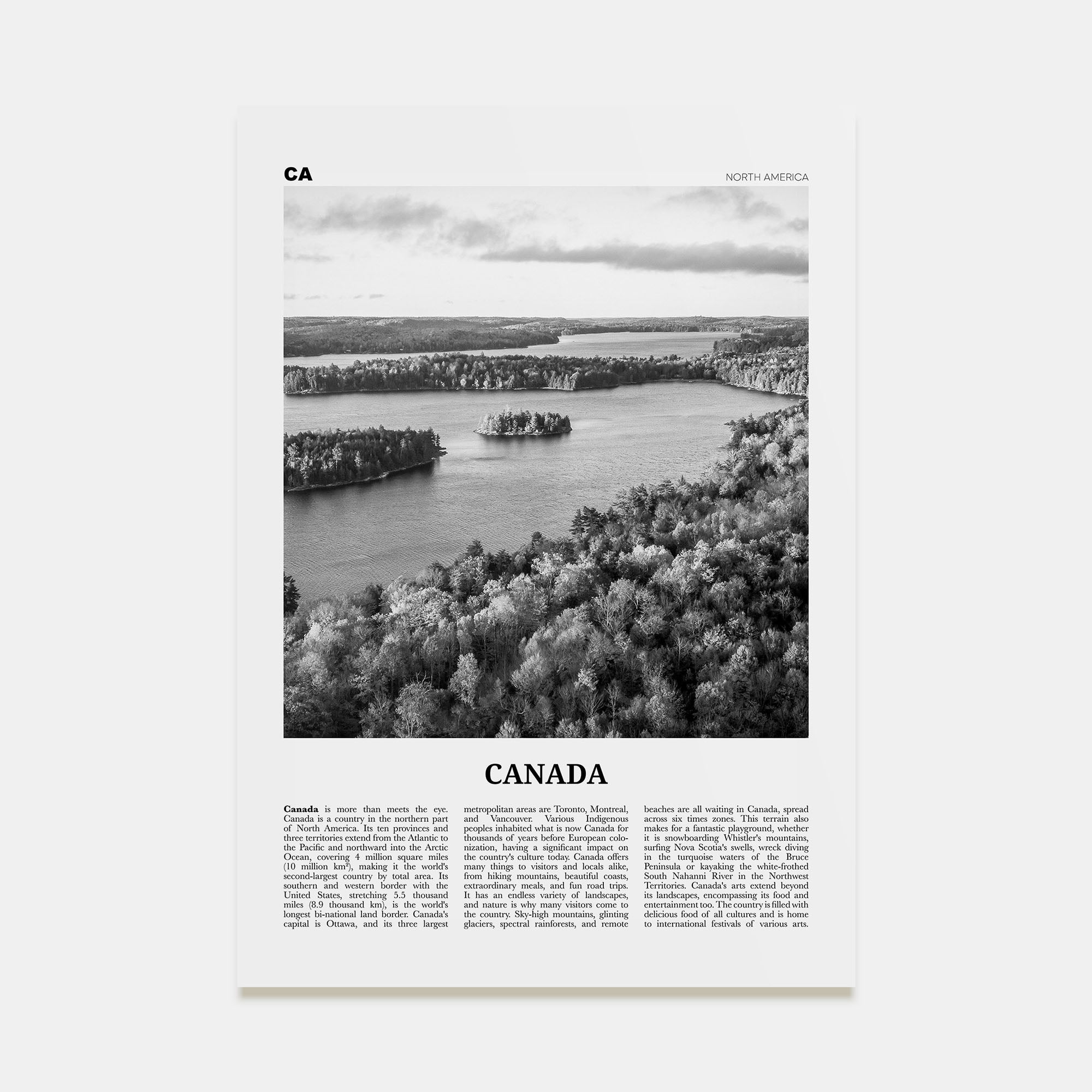 Canada Travel B&W No 2 Poster