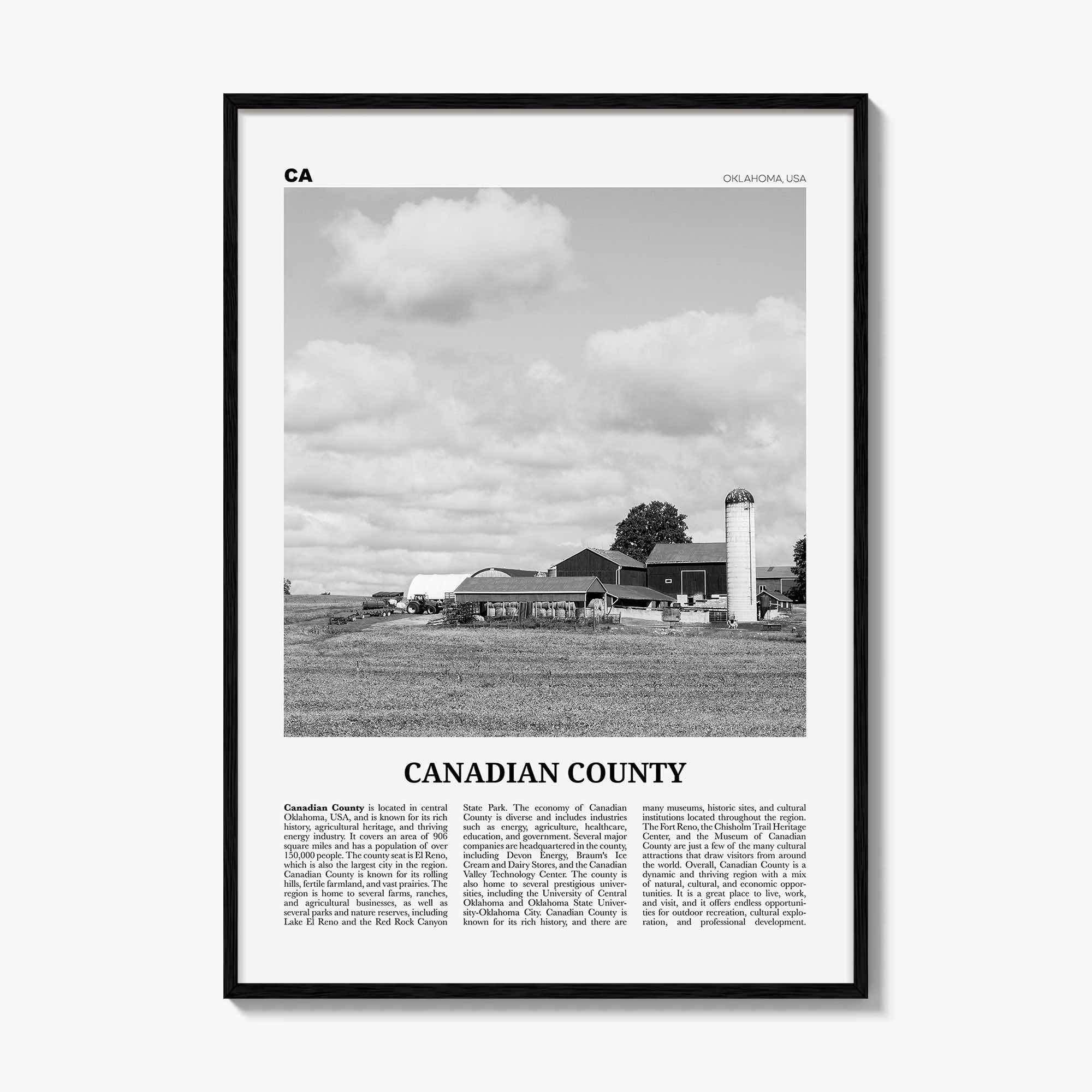 Canadian County Print Black and White, Canadian County Wall Art, Canadian County Poster, Canadian Photo, Canadian Wall Décor, Canadian Map
