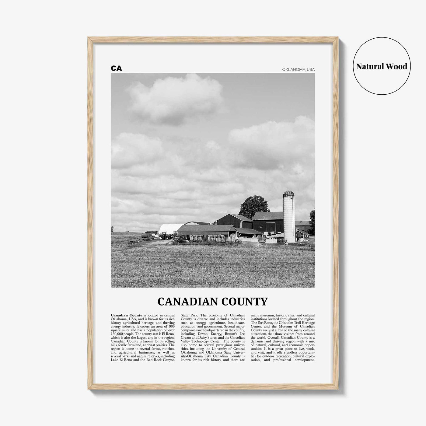 Canadian County Print Black and White, Canadian County Wall Art, Canadian County Poster, Canadian Photo, Canadian Wall Décor, Canadian Map