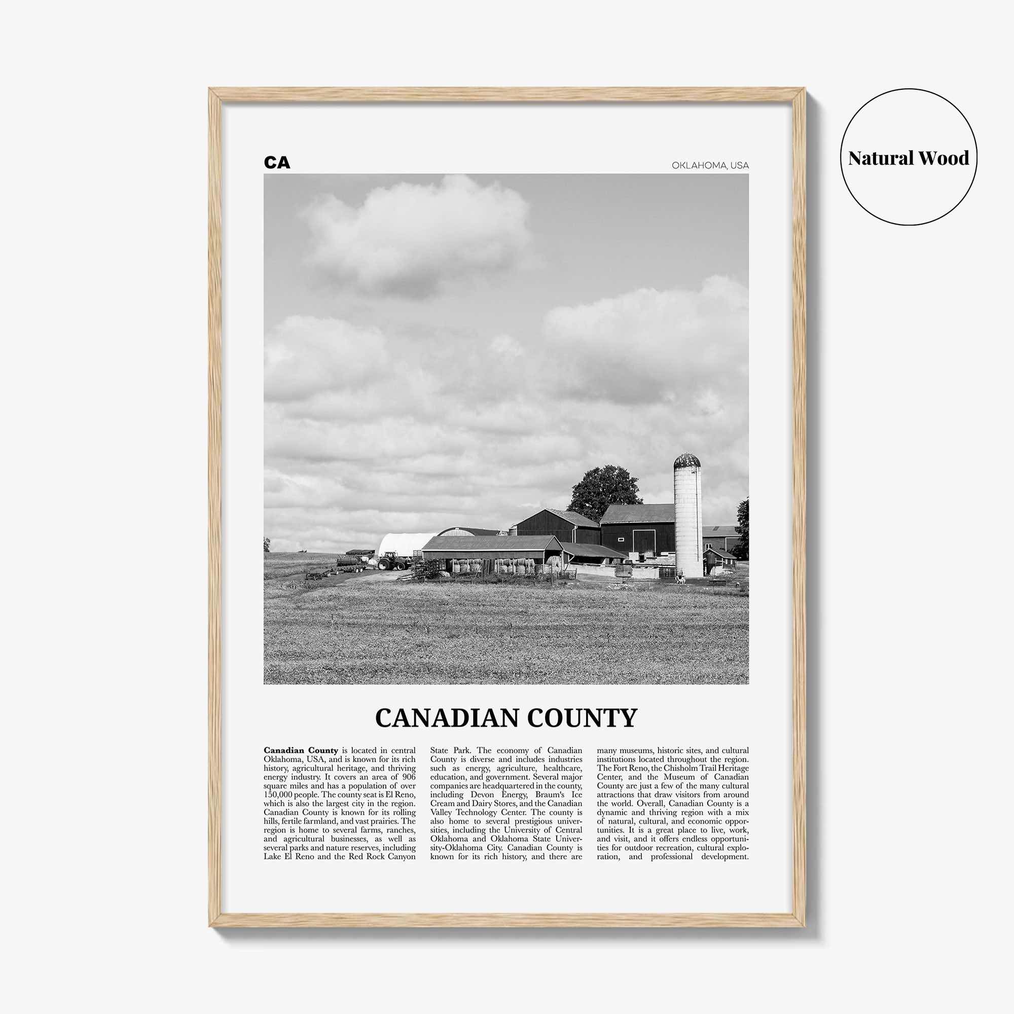 Canadian County Print Black and White, Canadian County Wall Art, Canadian County Poster, Canadian Photo, Canadian Wall Décor, Canadian Map