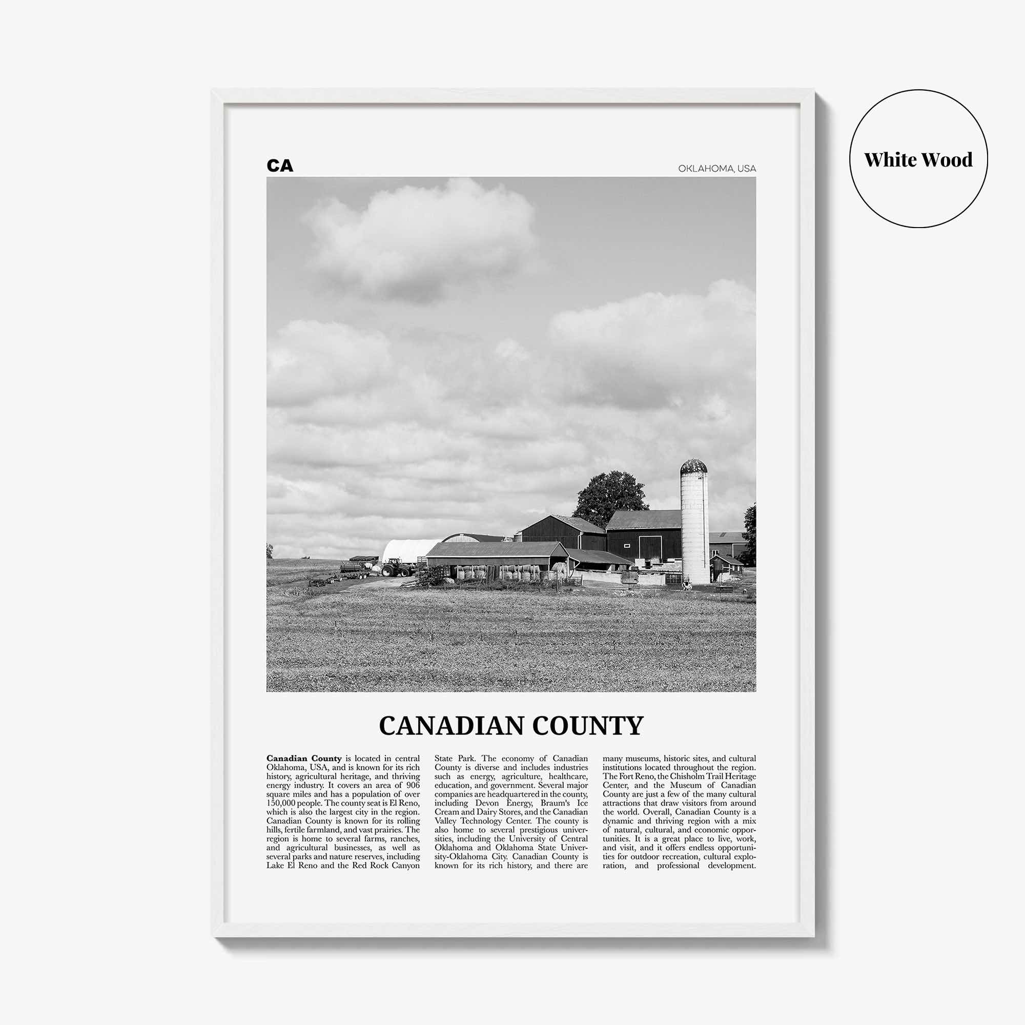 Canadian County Print Black and White, Canadian County Wall Art, Canadian County Poster, Canadian Photo, Canadian Wall Décor, Canadian Map