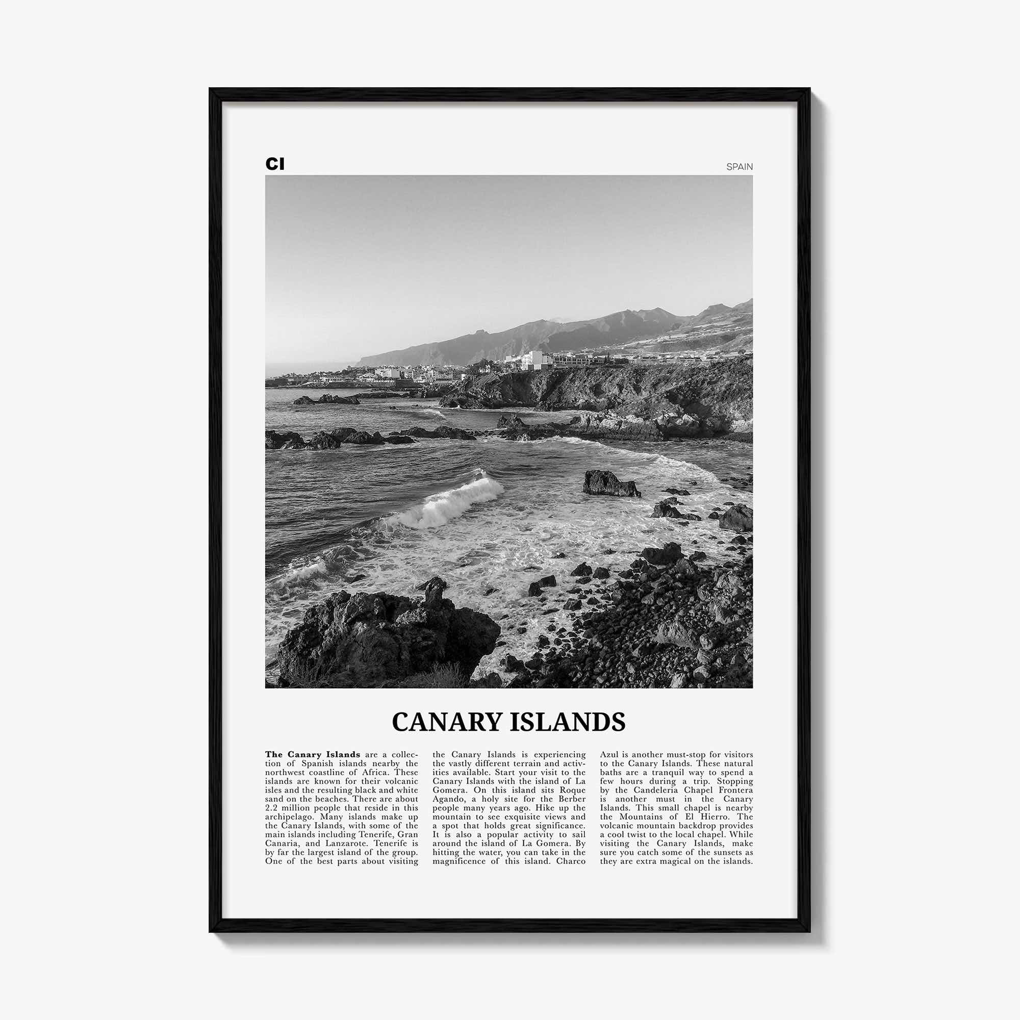 Canary Islands Print Black and White, Canary Islands Wall Art, Canary Islands Poster, Canary Islands Photo, Canary Islands Décor, Spain