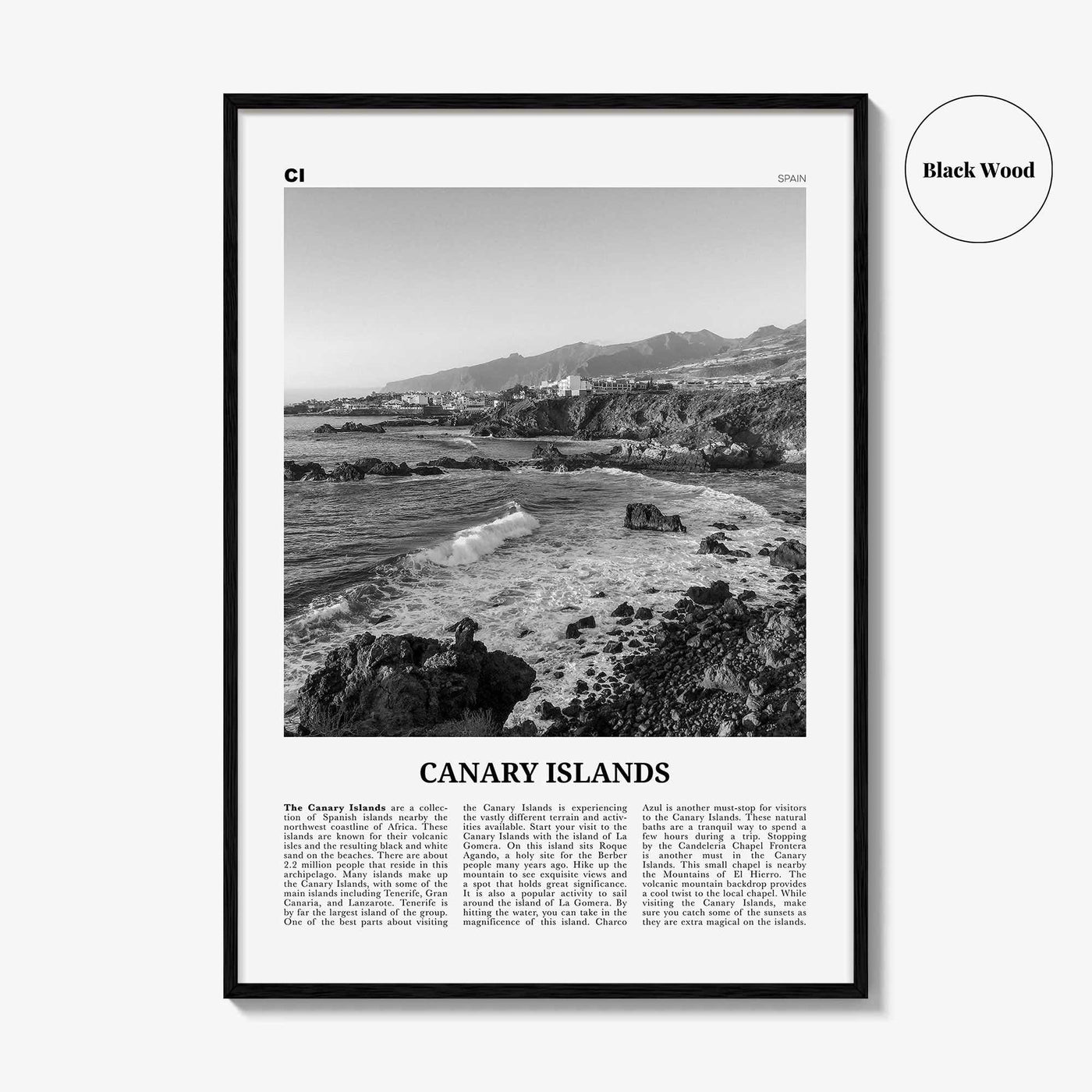 Canary Islands Print Black and White, Canary Islands Wall Art, Canary Islands Poster, Canary Islands Photo, Canary Islands Décor, Spain