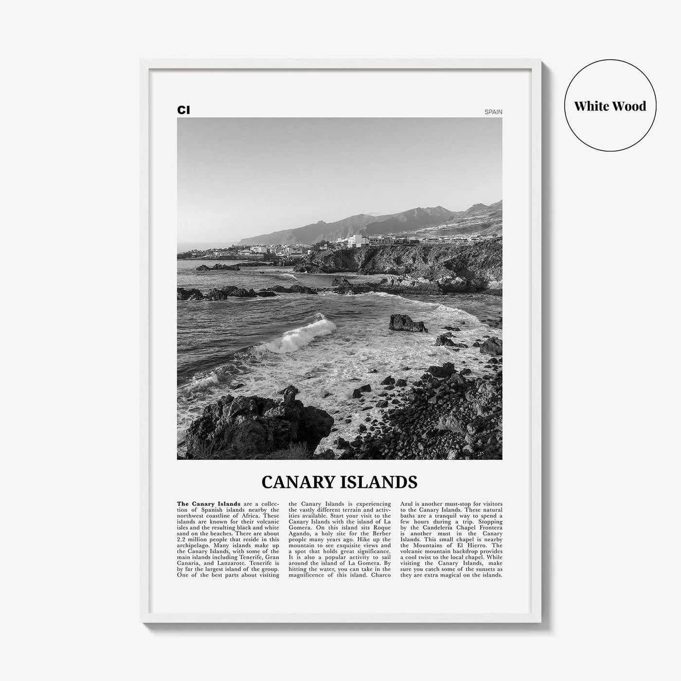 Canary Islands Print Black and White, Canary Islands Wall Art, Canary Islands Poster, Canary Islands Photo, Canary Islands Décor, Spain