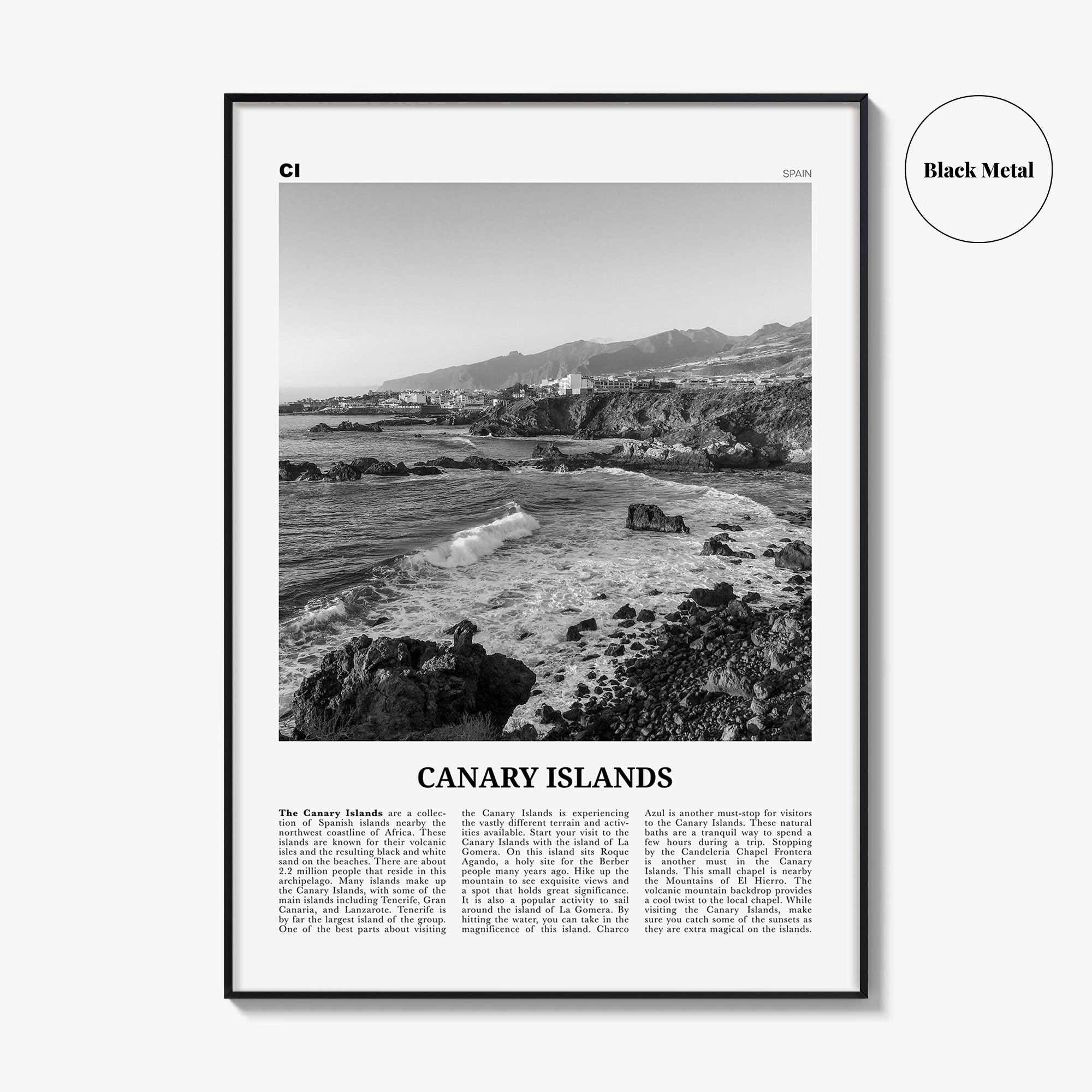 Canary Islands Print Black and White, Canary Islands Wall Art, Canary Islands Poster, Canary Islands Photo, Canary Islands Décor, Spain