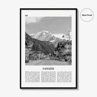 Canazei Print Black and White, Canazei Wall Art, Canazei Poster, Canazei Photo, Canazei Wall Décor, Canazei Map, Italy