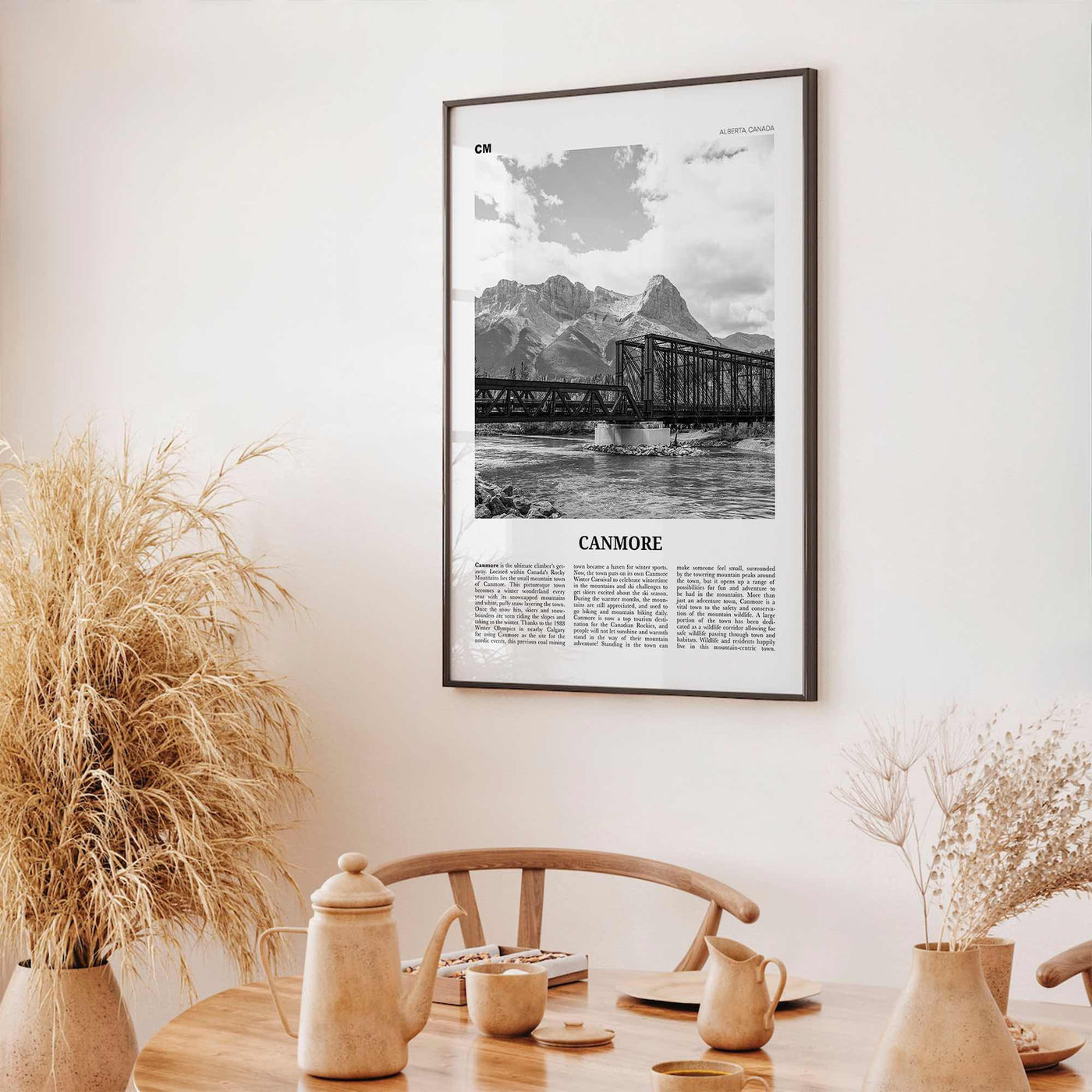 Canmore Print Black and White, Canmore Wall Art, Canmore Poster, Canmore Photo, Canmore Wall Décor, Canmore Map, Alberta, Canada