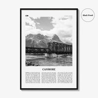 Canmore Print Black and White, Canmore Wall Art, Canmore Poster, Canmore Photo, Canmore Wall Décor, Canmore Map, Alberta, Canada