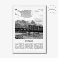 Canmore Print Black and White, Canmore Wall Art, Canmore Poster, Canmore Photo, Canmore Wall Décor, Canmore Map, Alberta, Canada