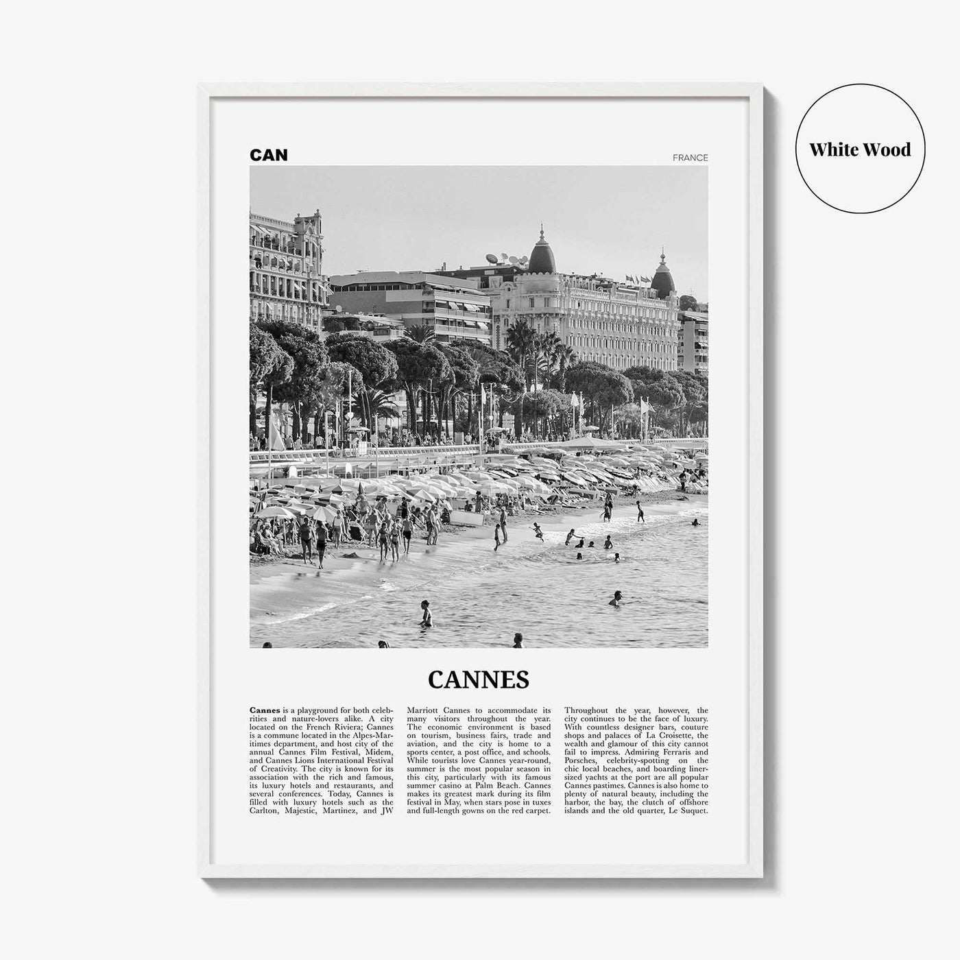 Cannes Print Black and White, Cannes Wall Art, Cannes Poster, Cannes Photo, France, Canas, Alpes-Côte d'Azur, French Riviera, Europe