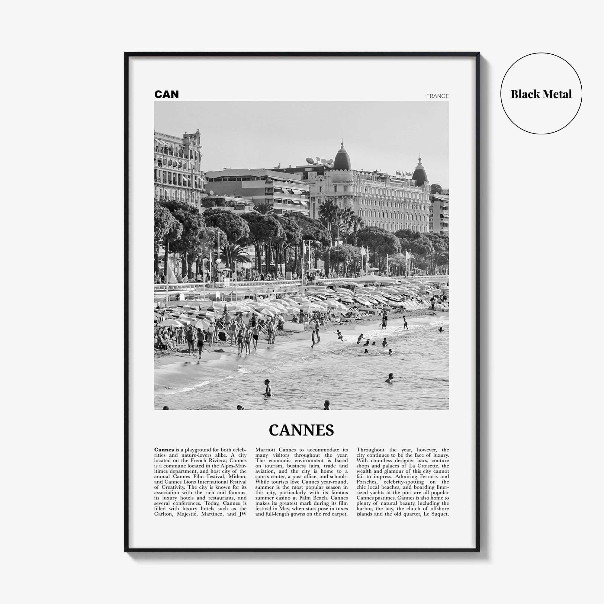 Cannes Print Black and White, Cannes Wall Art, Cannes Poster, Cannes Photo, France, Canas, Alpes-Côte d'Azur, French Riviera, Europe