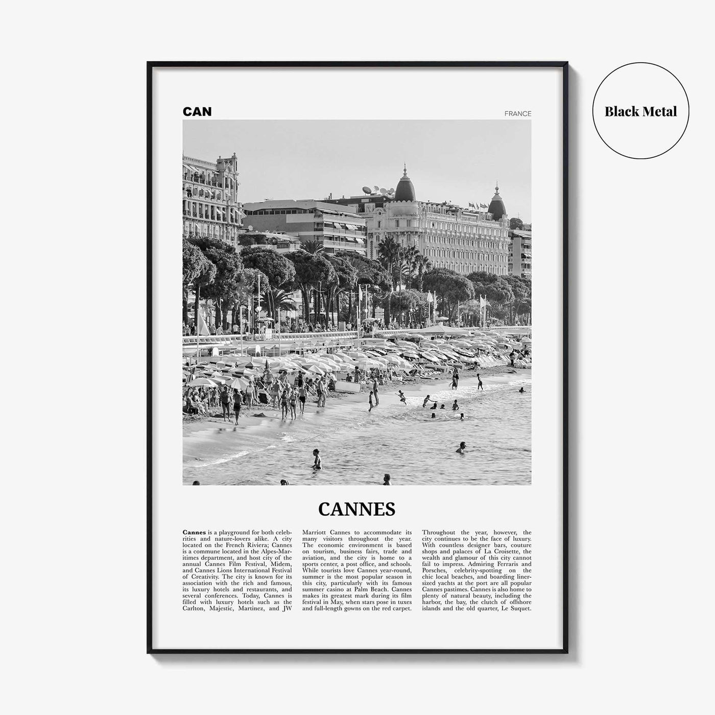 Cannes Print Black and White, Cannes Wall Art, Cannes Poster, Cannes Photo, France, Canas, Alpes-Côte d'Azur, French Riviera, Europe