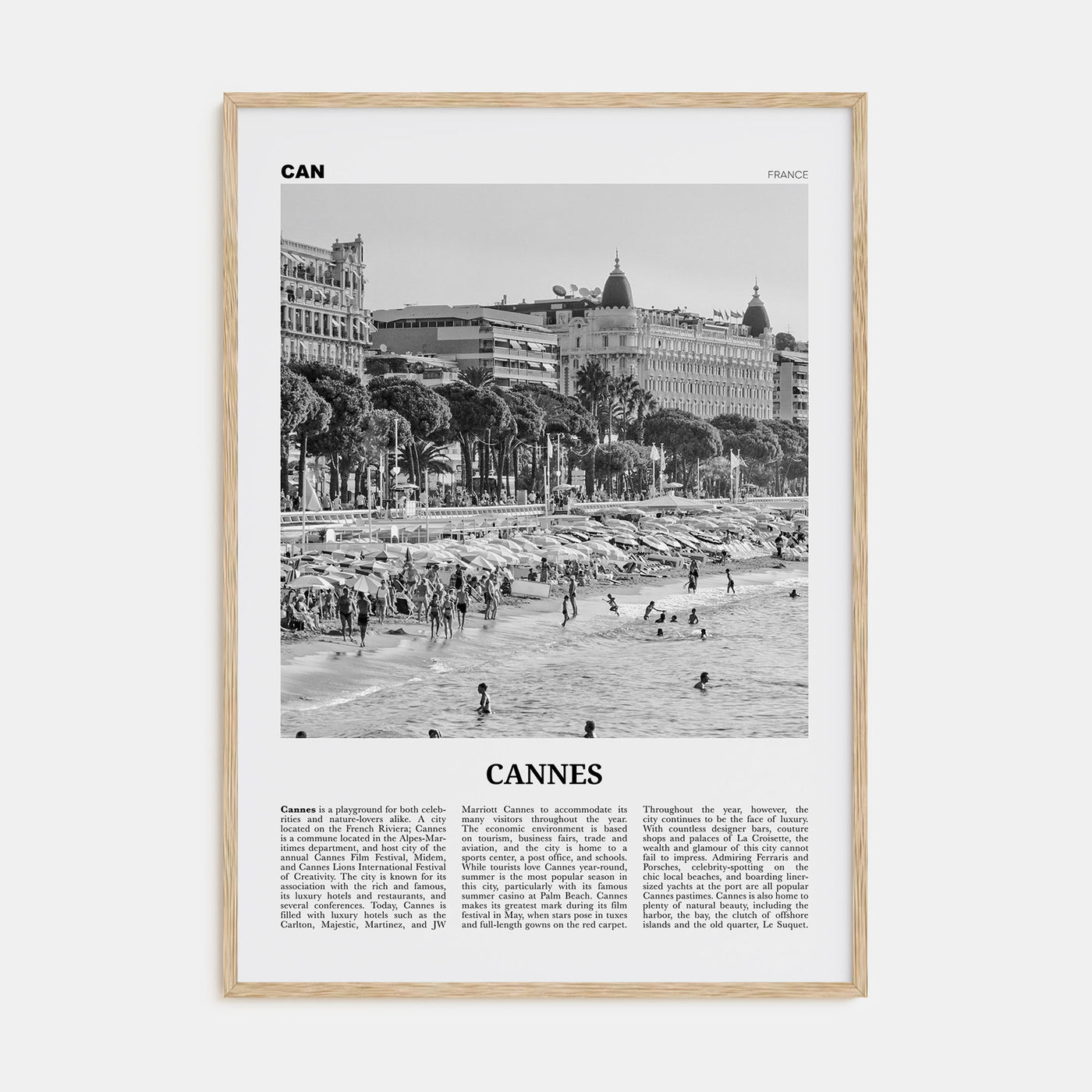 Cannes Travel B&W Poster