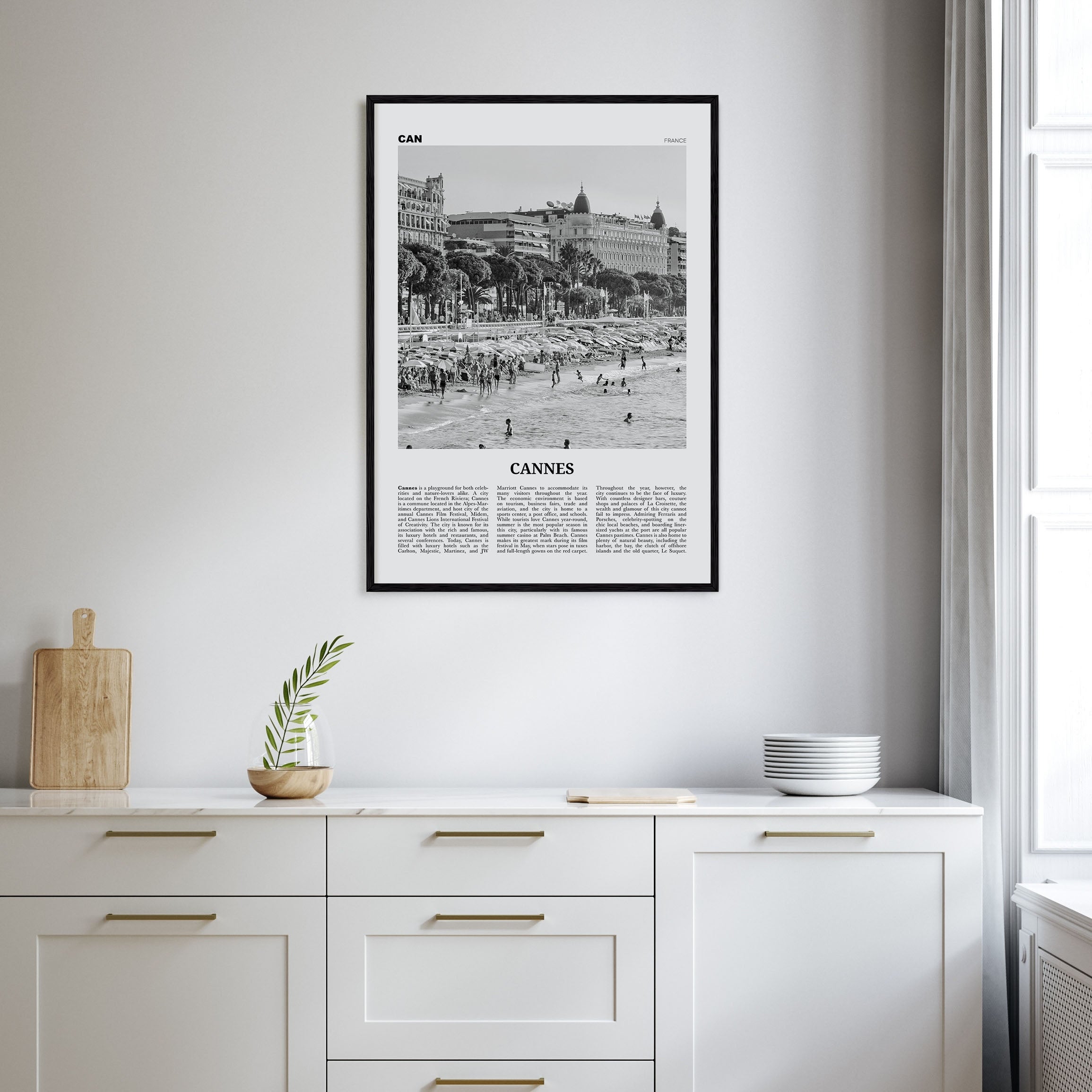 Cannes Travel B&W Poster