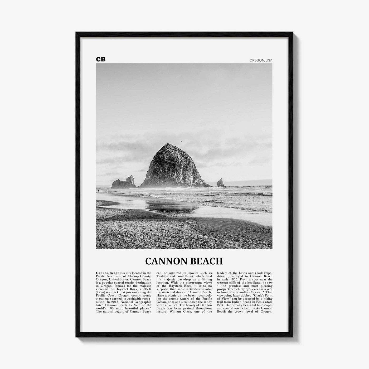 Cannon Beach Print Black and White, Cannon Beach Wall Art, Cannon Beach Poster, Cannon Beach Photo, Cannon Beach Wall Décor, Oregon, USA