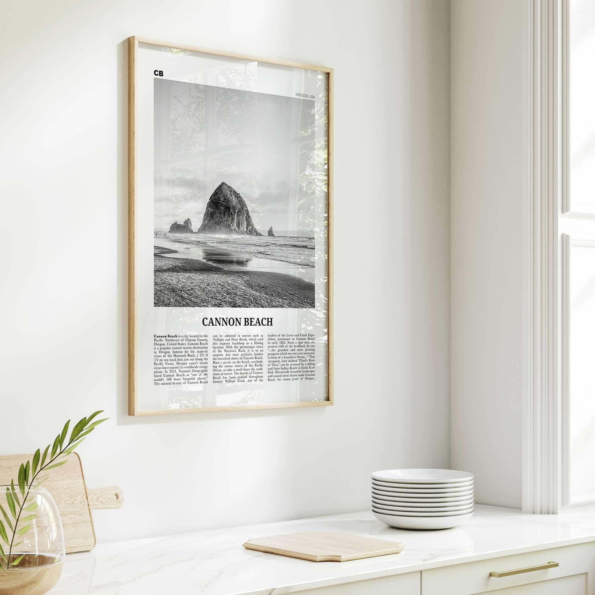 Cannon Beach Print Black and White, Cannon Beach Wall Art, Cannon Beach Poster, Cannon Beach Photo, Cannon Beach Wall Décor, Oregon, USA