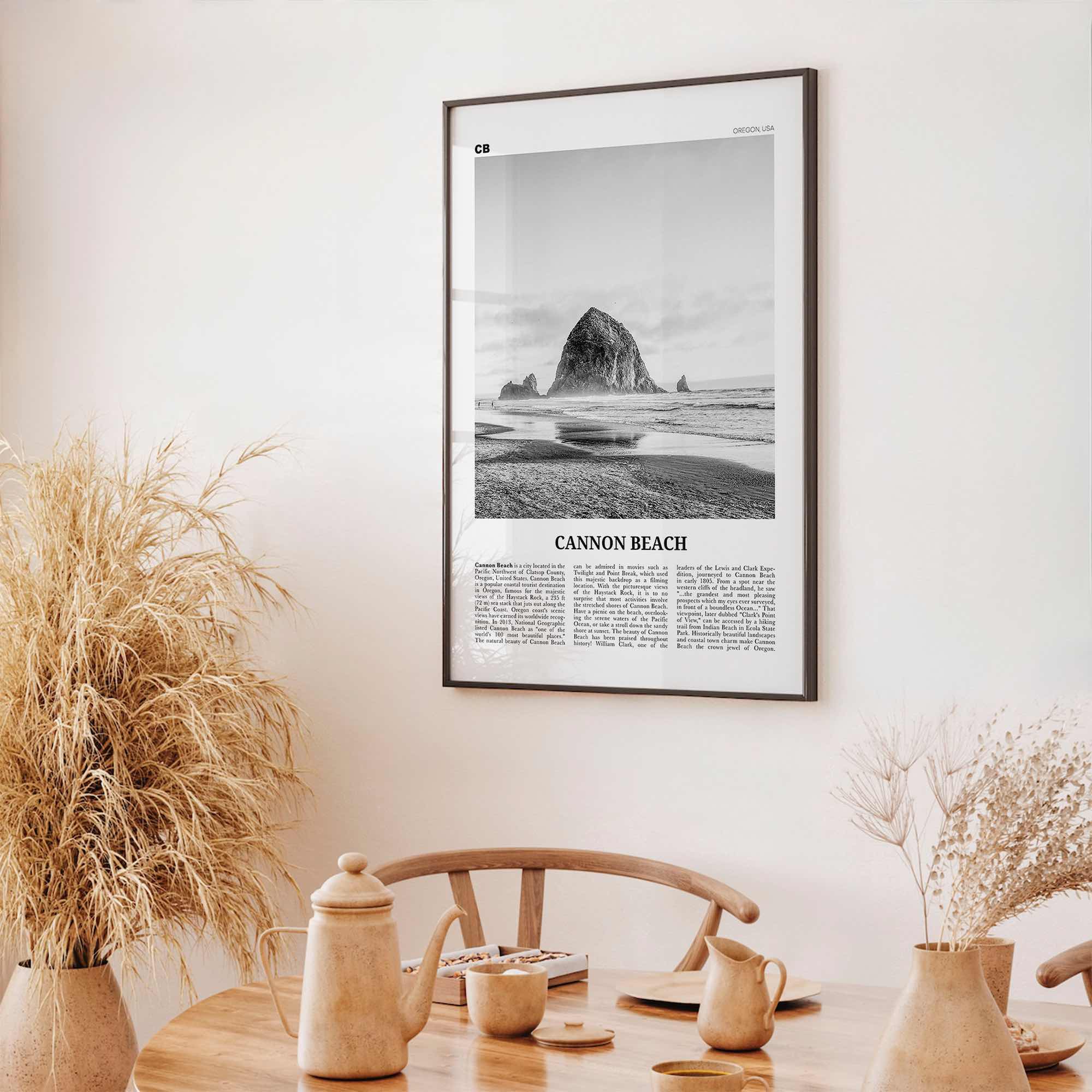 Cannon Beach Print Black and White, Cannon Beach Wall Art, Cannon Beach Poster, Cannon Beach Photo, Cannon Beach Wall Décor, Oregon, USA