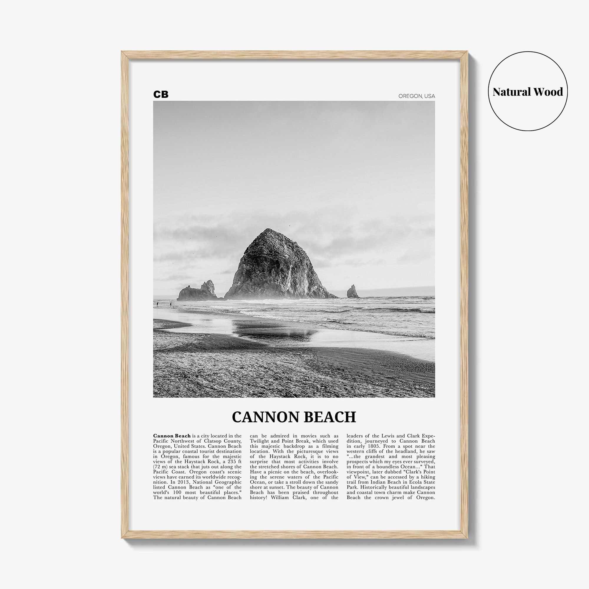 Cannon Beach Print Black and White, Cannon Beach Wall Art, Cannon Beach Poster, Cannon Beach Photo, Cannon Beach Wall Décor, Oregon, USA