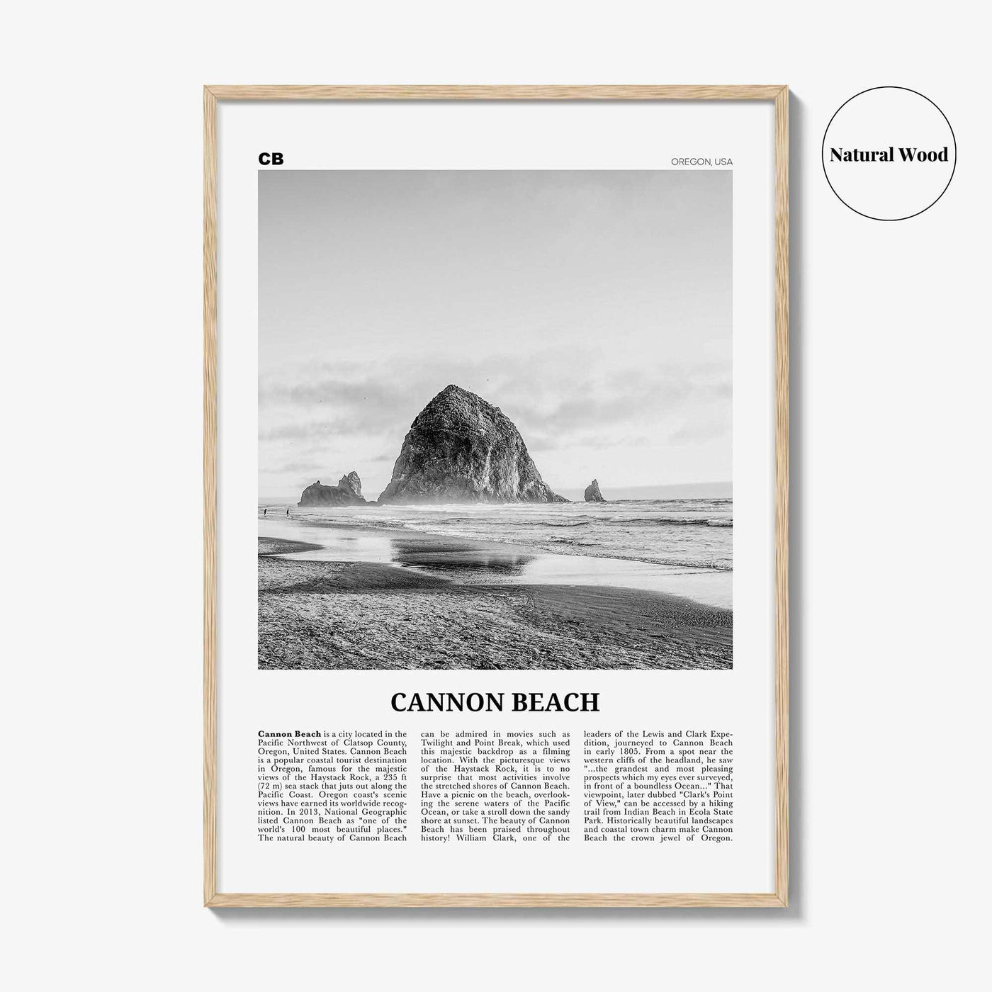 Cannon Beach Print Black and White, Cannon Beach Wall Art, Cannon Beach Poster, Cannon Beach Photo, Cannon Beach Wall Décor, Oregon, USA