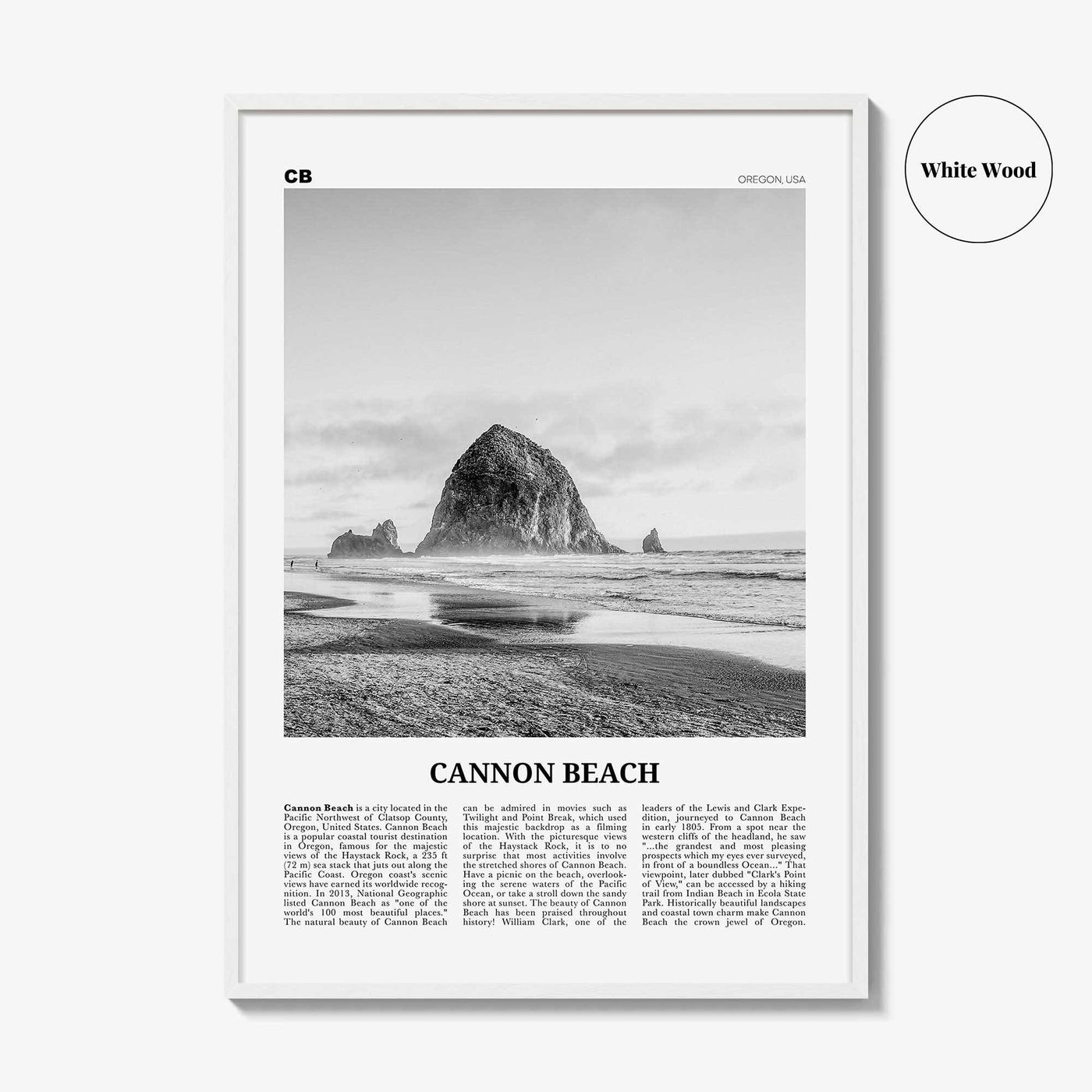 Cannon Beach Print Black and White, Cannon Beach Wall Art, Cannon Beach Poster, Cannon Beach Photo, Cannon Beach Wall Décor, Oregon, USA