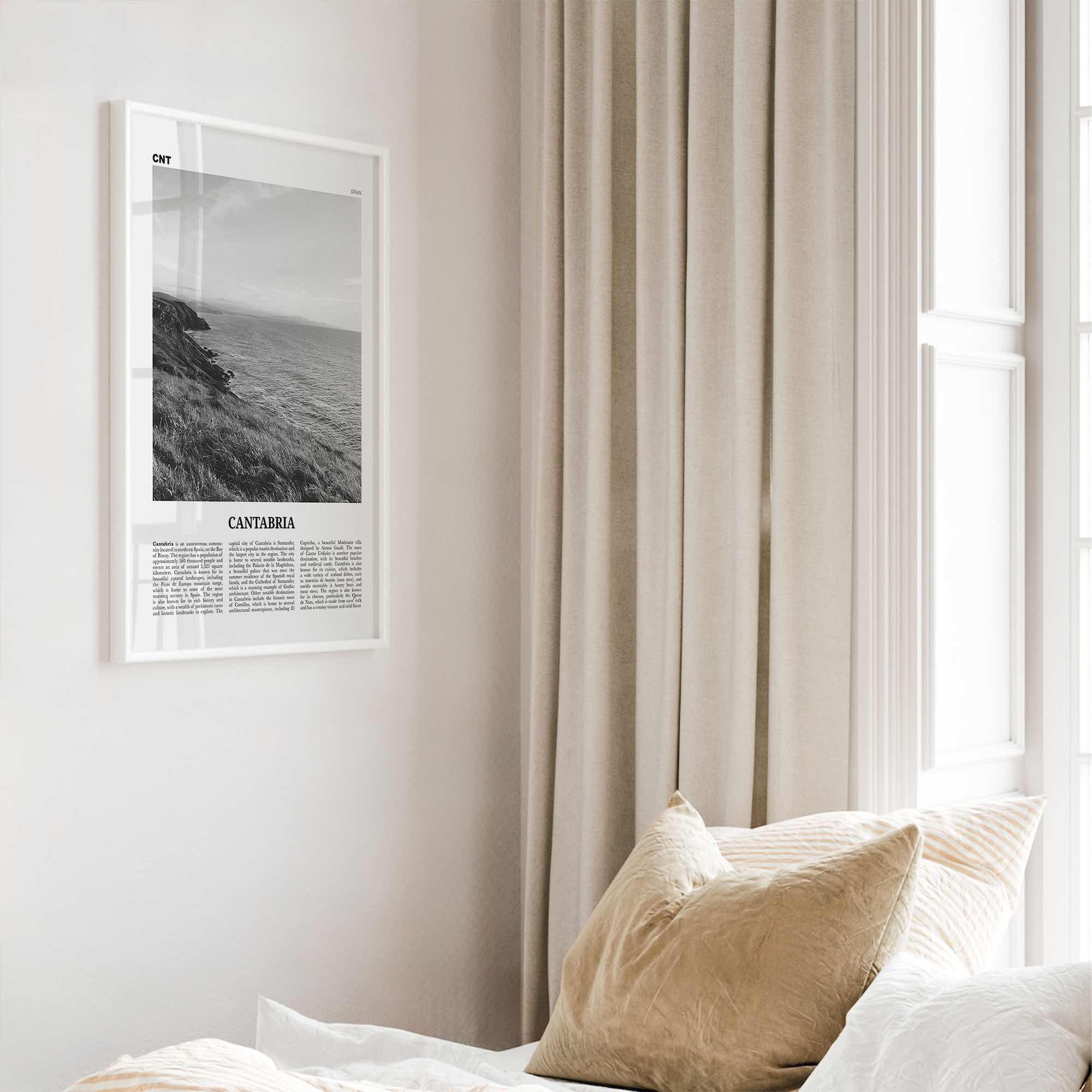 Cantabria Print Black and White, Cantabria Wall Art, Cantabria Poster, Cantabria Photo, Cantabria Wall Décor, Cantabria Map, Spain