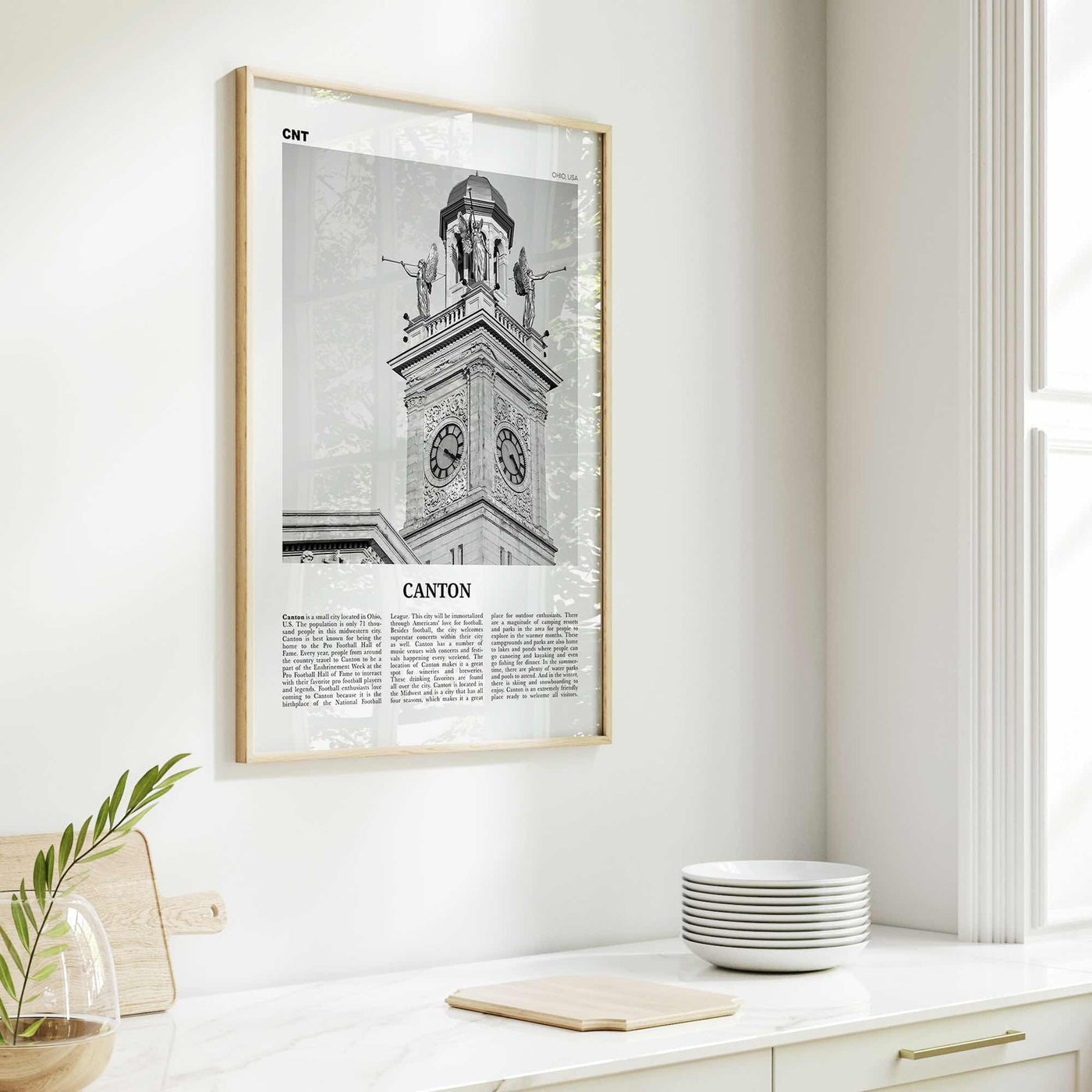 Canton Print Black and White, Canton Wall Art, Canton Poster, Canton Photo, Canton Wall Décor, Ohio, USA, United States