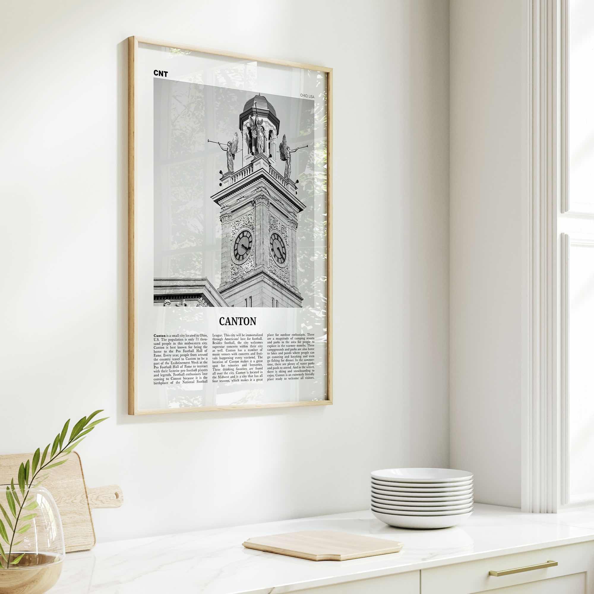 Canton Print Black and White, Canton Wall Art, Canton Poster, Canton Photo, Canton Wall Décor, Ohio, USA, United States