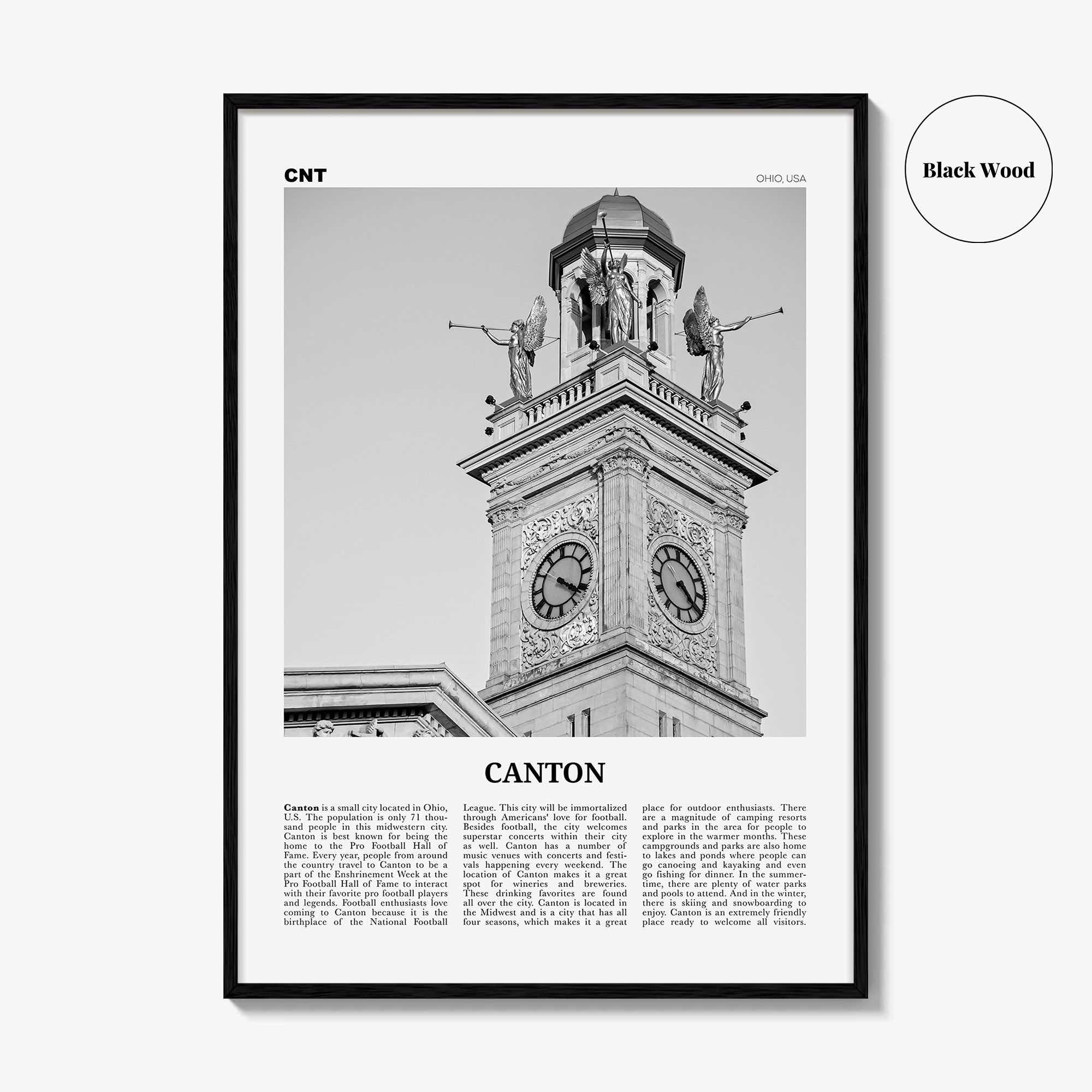 Canton Print Black and White, Canton Wall Art, Canton Poster, Canton Photo, Canton Wall Décor, Ohio, USA, United States