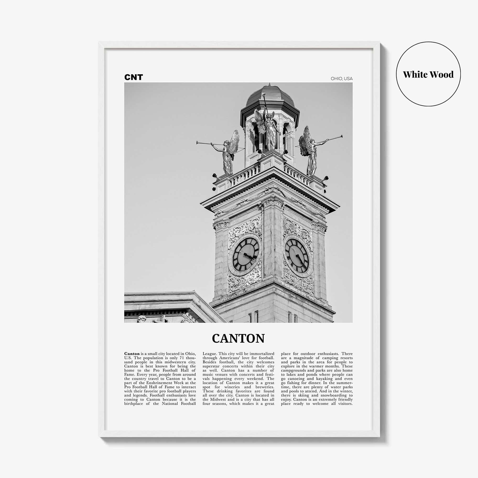 Canton Print Black and White, Canton Wall Art, Canton Poster, Canton Photo, Canton Wall Décor, Ohio, USA, United States