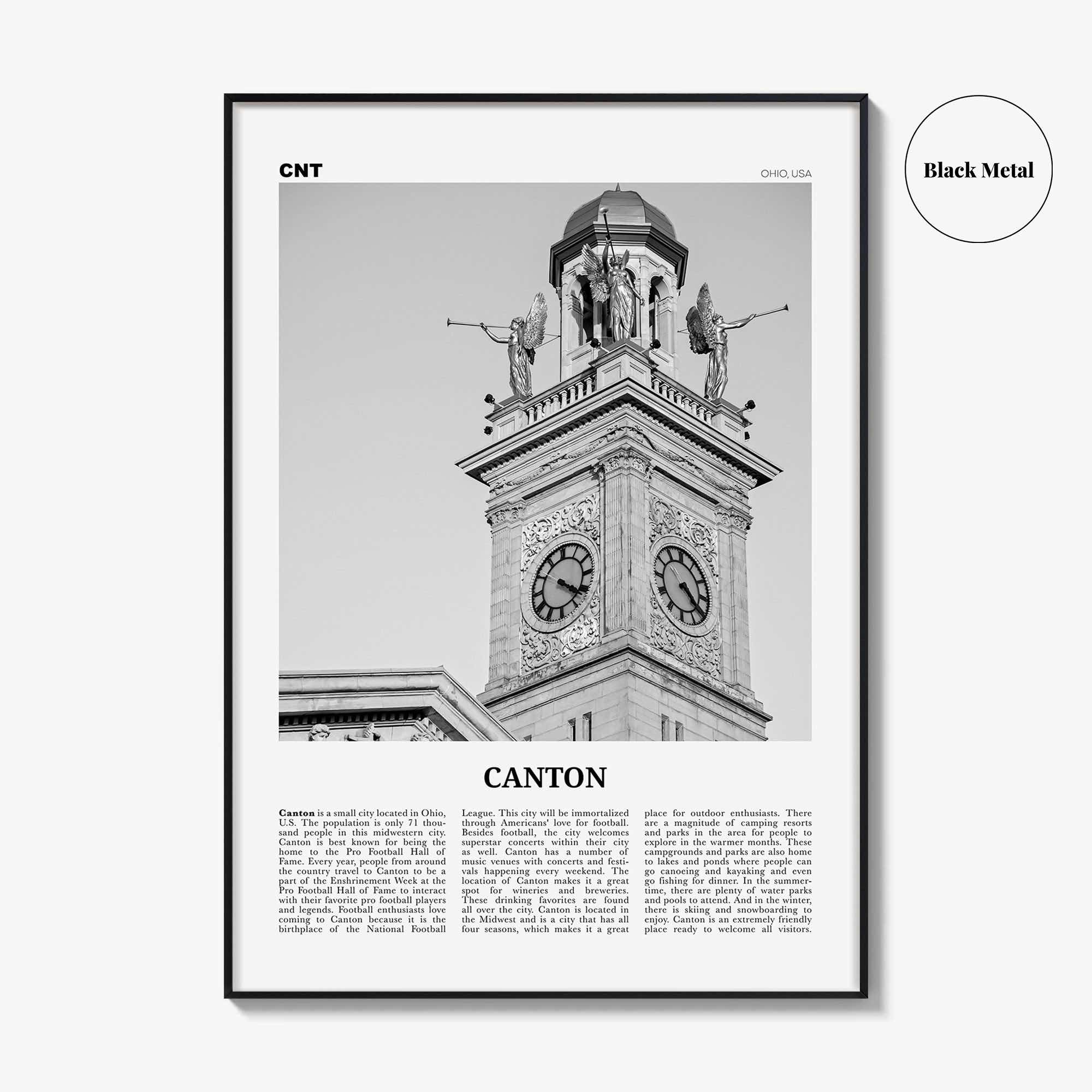 Canton Print Black and White, Canton Wall Art, Canton Poster, Canton Photo, Canton Wall Décor, Ohio, USA, United States
