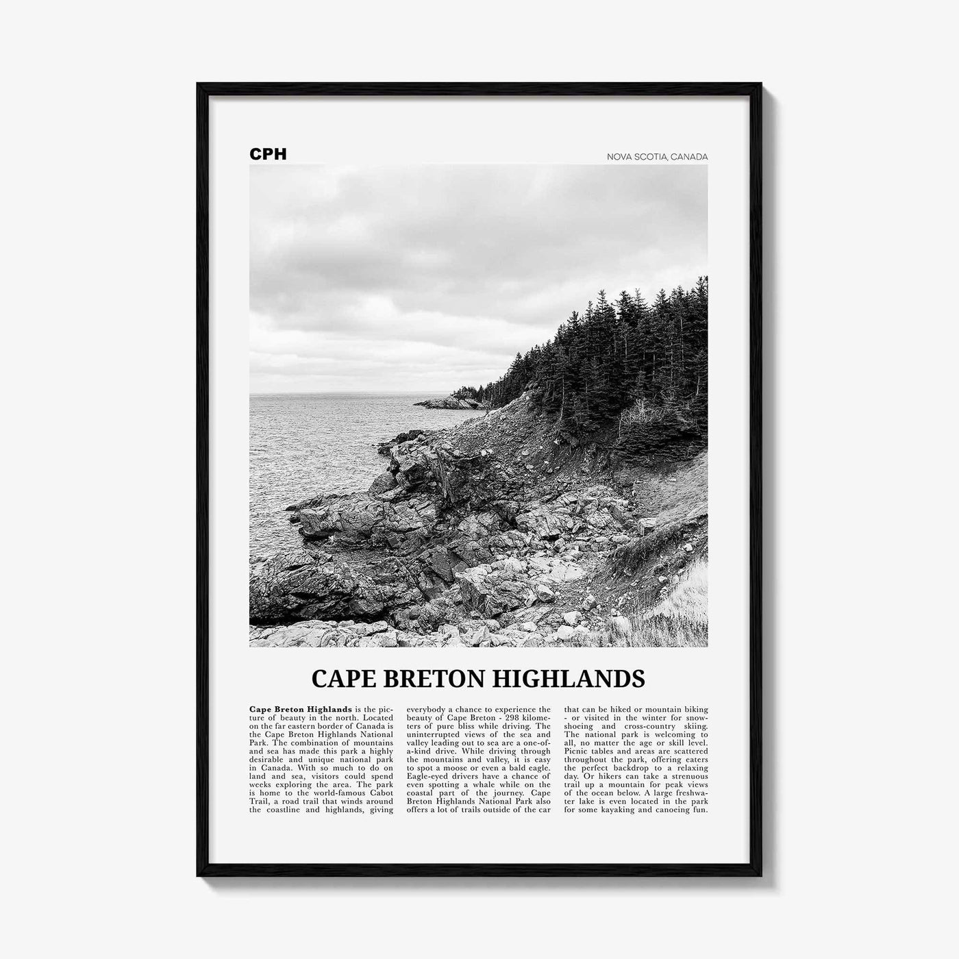 Cape Breton Highlands National Park Print Black and White, Cape Breton Wall Art, Cape Breton Poster, Cape Breton Photo, Canada