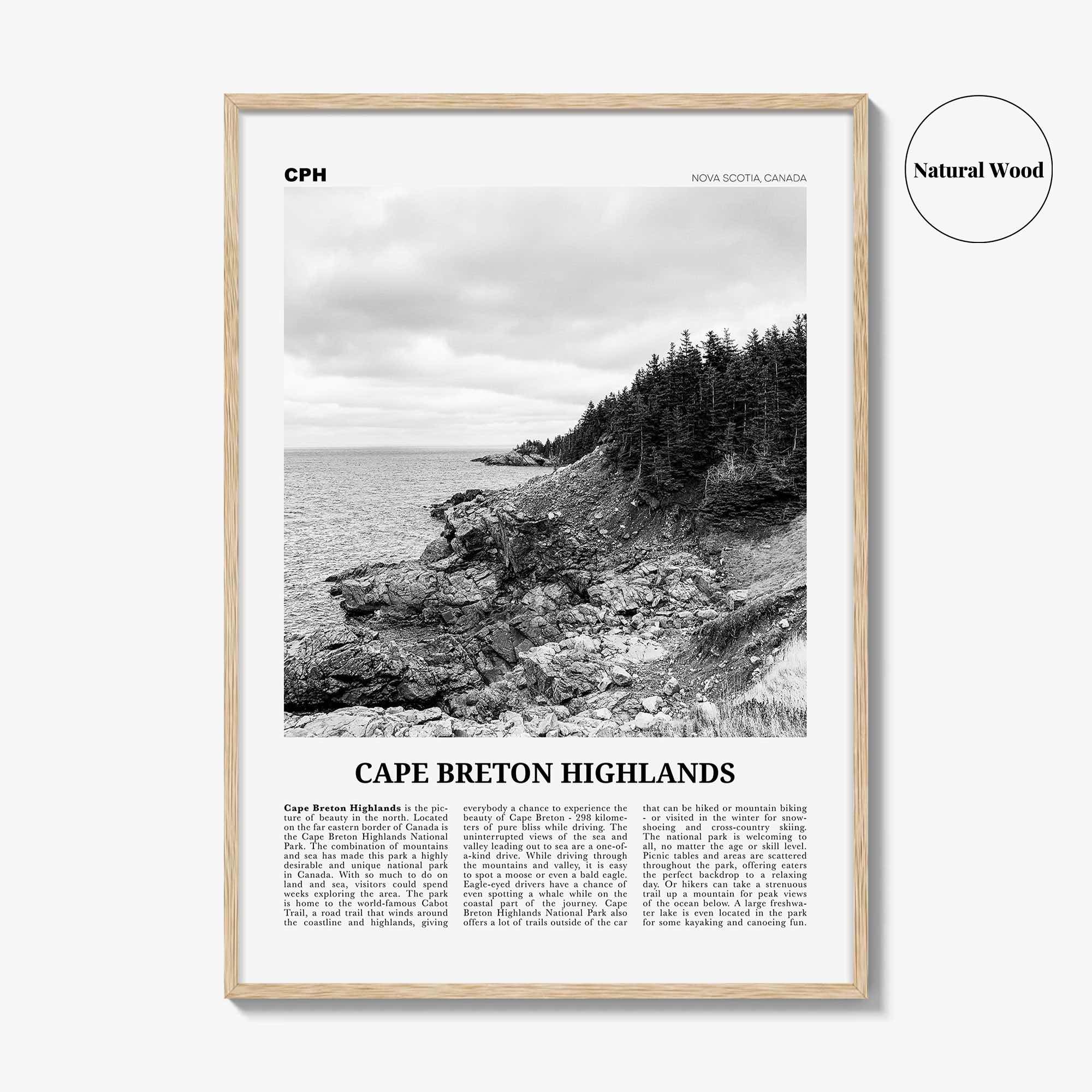 Cape Breton Highlands National Park Print Black and White, Cape Breton Wall Art, Cape Breton Poster, Cape Breton Photo, Canada