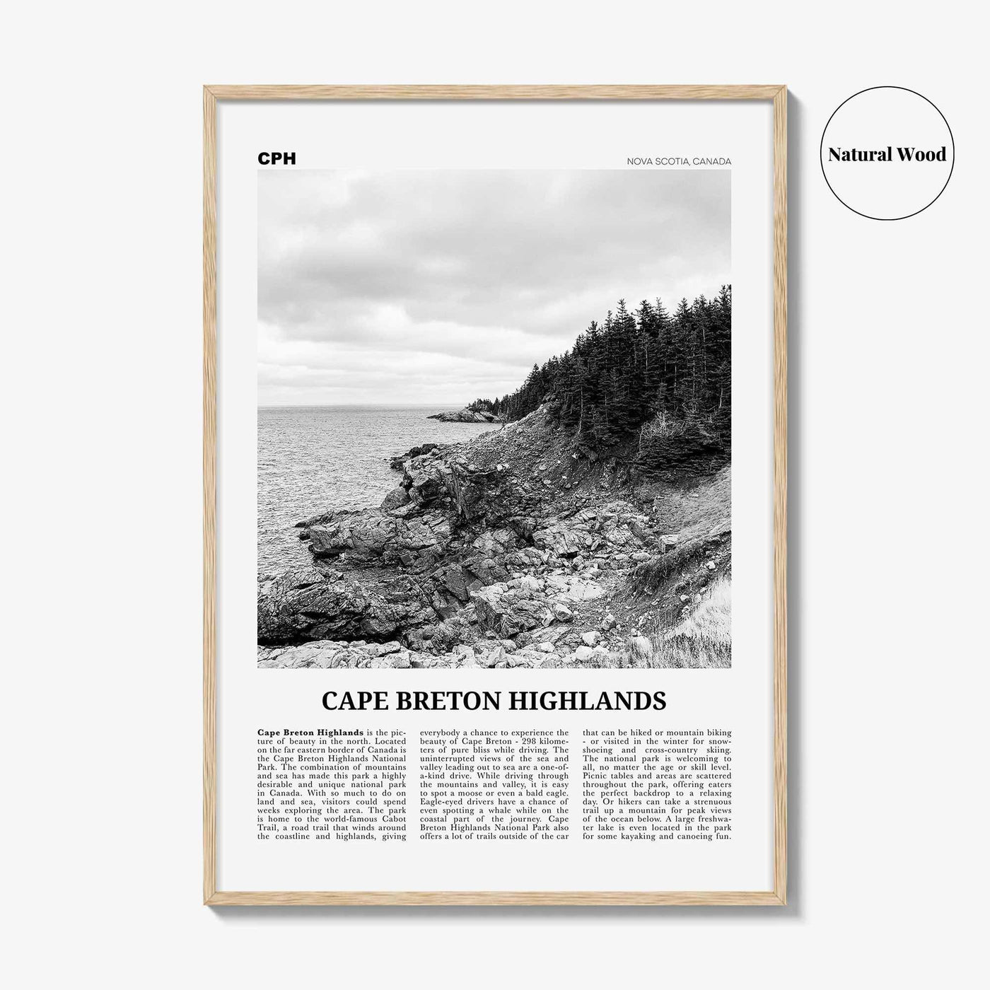 Cape Breton Highlands National Park Print Black and White, Cape Breton Wall Art, Cape Breton Poster, Cape Breton Photo, Canada
