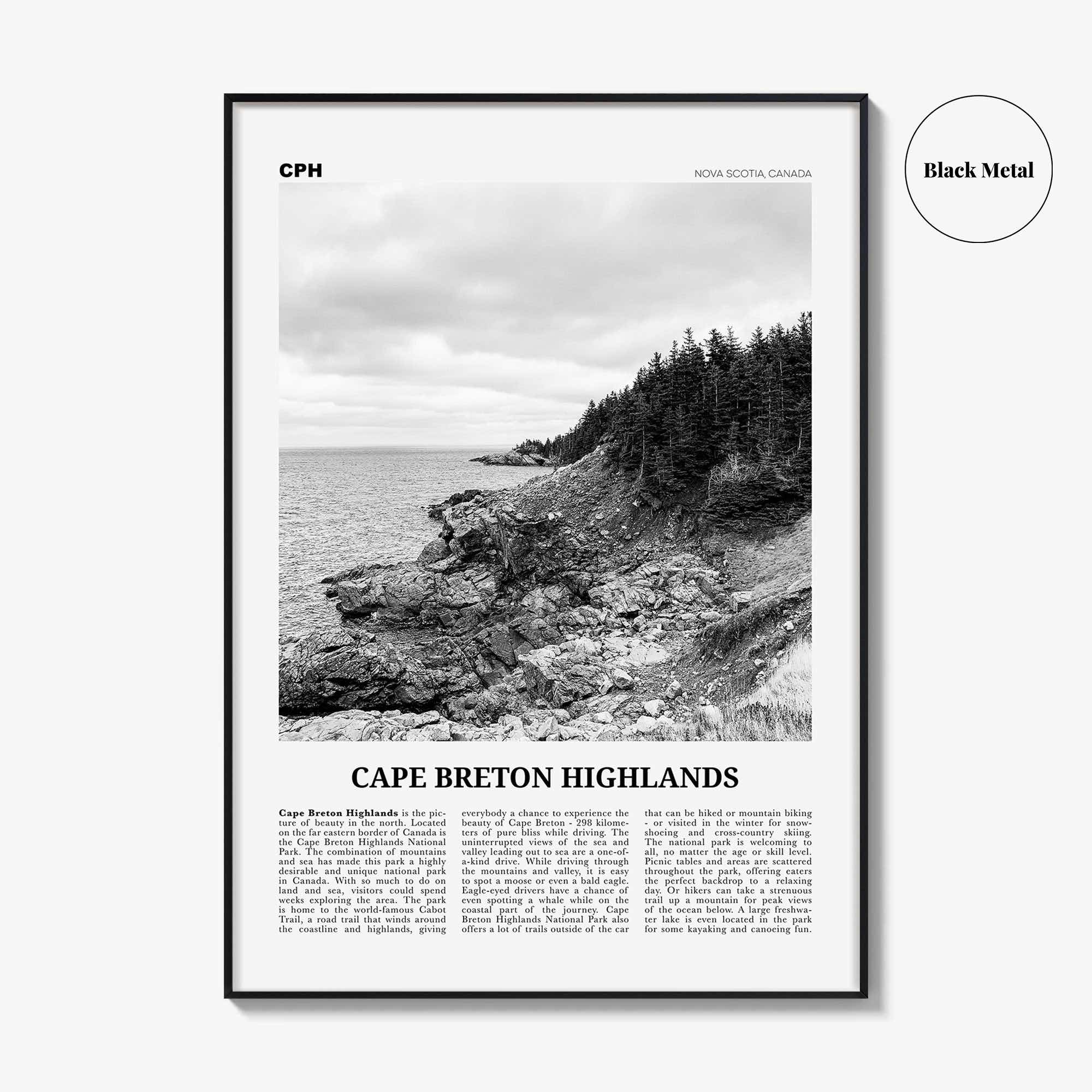 Cape Breton Highlands National Park Print Black and White, Cape Breton Wall Art, Cape Breton Poster, Cape Breton Photo, Canada