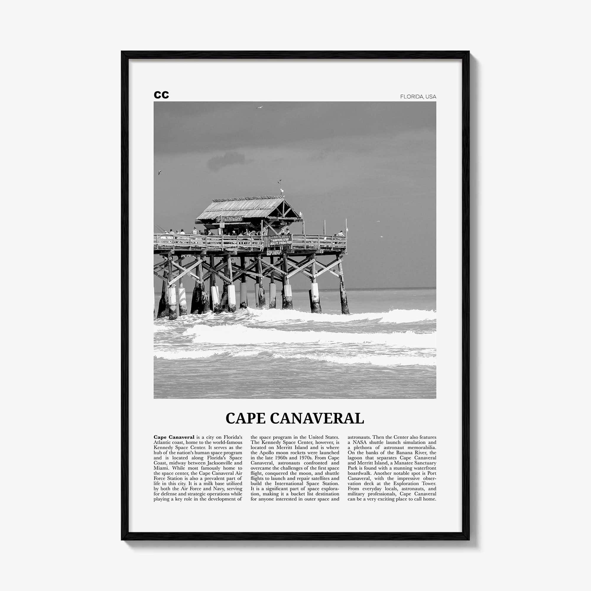 Cape Canaveral Print Black and White, Cape Canaveral Art, Cape Canaveral Poster, Cape Canaveral Photo, Cape Canaveral Décor, Cape Canaveral