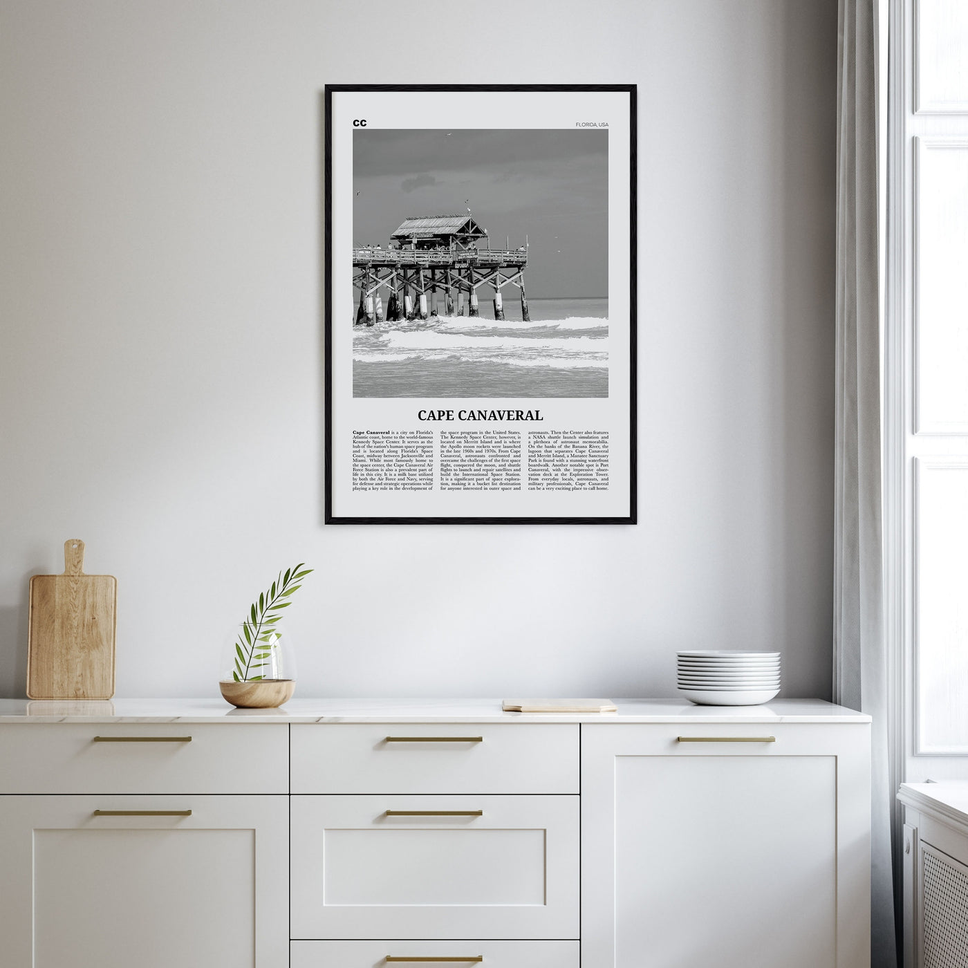 Cape Canaveral Travel B&W Poster