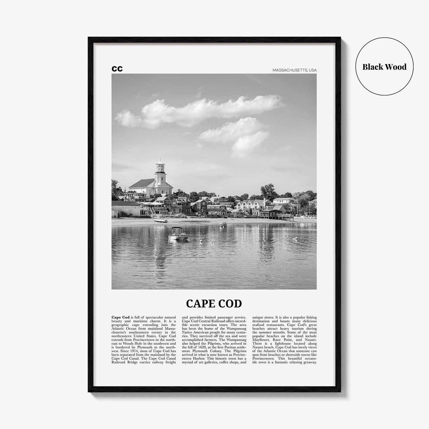Cape Cod Print Black and White No 1, Cape Cod Wall Art, Cape Cod Poster, Cape Cod Photo, Massachusetts, USA, United States, North America