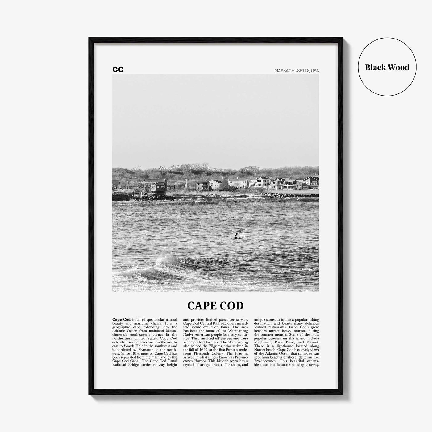 Cape Cod Print Black and White No 2, Cape Cod Wall Art, Cape Cod Poster, Cape Cod Photo, Massachusetts, USA, United States, North America