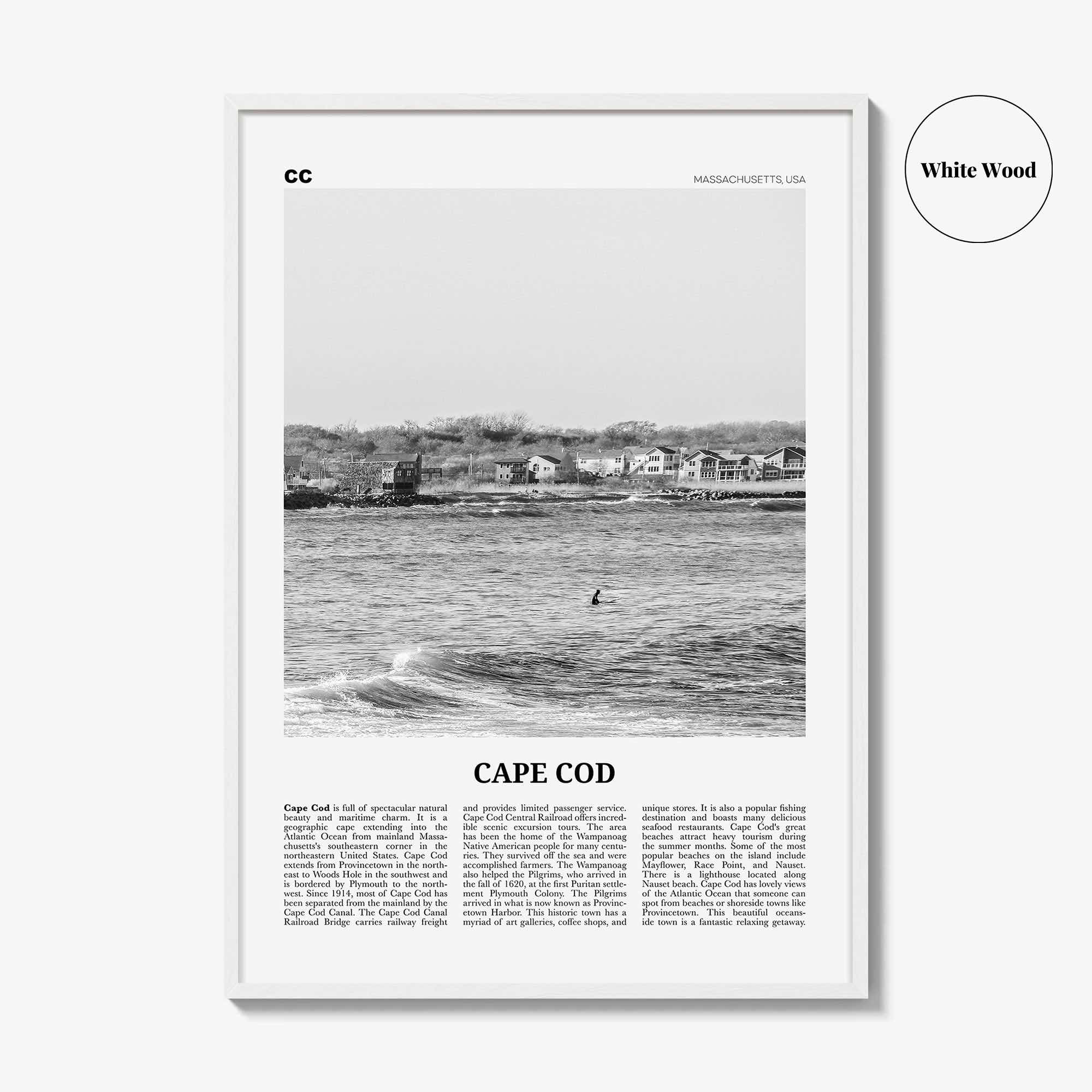 Cape Cod Print Black and White No 2, Cape Cod Wall Art, Cape Cod Poster, Cape Cod Photo, Massachusetts, USA, United States, North America