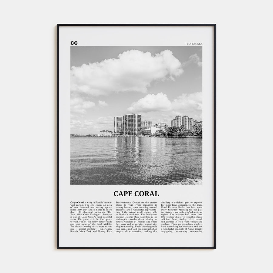 Cape Coral Travel B&W Poster