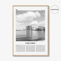 Cape Coral Print Black and White, Cape Coral Wall Art, Cape Coral Poster, Cape Coral Photo, Cape Coral Map, Florida, USA, United States
