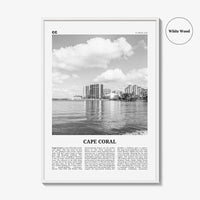 Cape Coral Print Black and White, Cape Coral Wall Art, Cape Coral Poster, Cape Coral Photo, Cape Coral Map, Florida, USA, United States