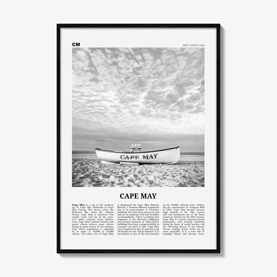 Cape May Print Black and White, Cape May Wall Art, Cape May Poster, Cape May Photo, Cape May Wall Décor, New Jersey, USA, United States